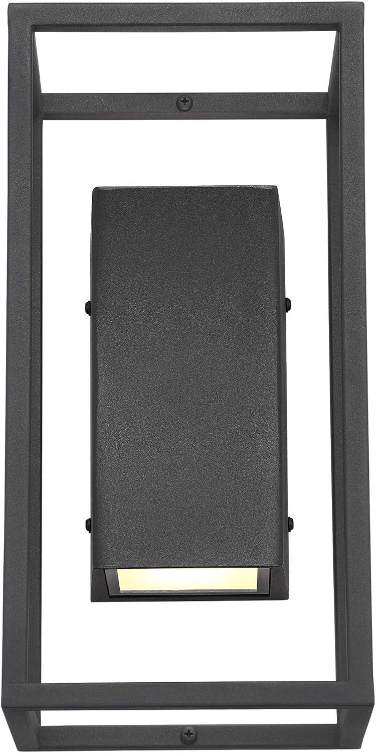 Textured Black LED Outdoor Wall Light with Sanded Glass Diffuser