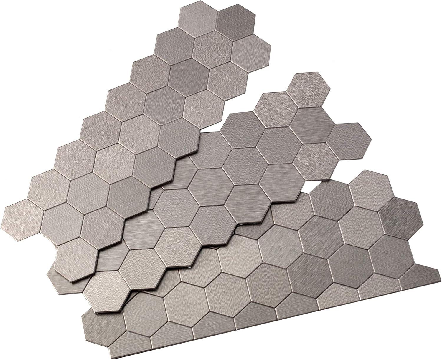 Honeycomb Stainless Steel Peel and Stick Backsplash Tiles