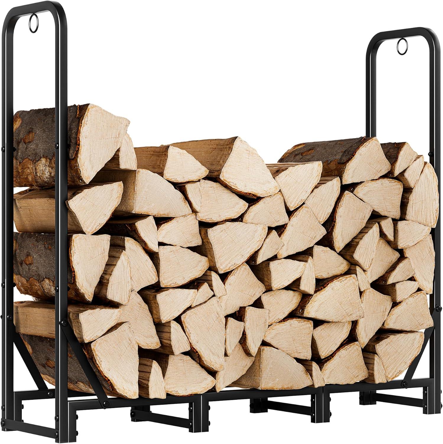 48in Black Powder Coated Steel Firewood Rack