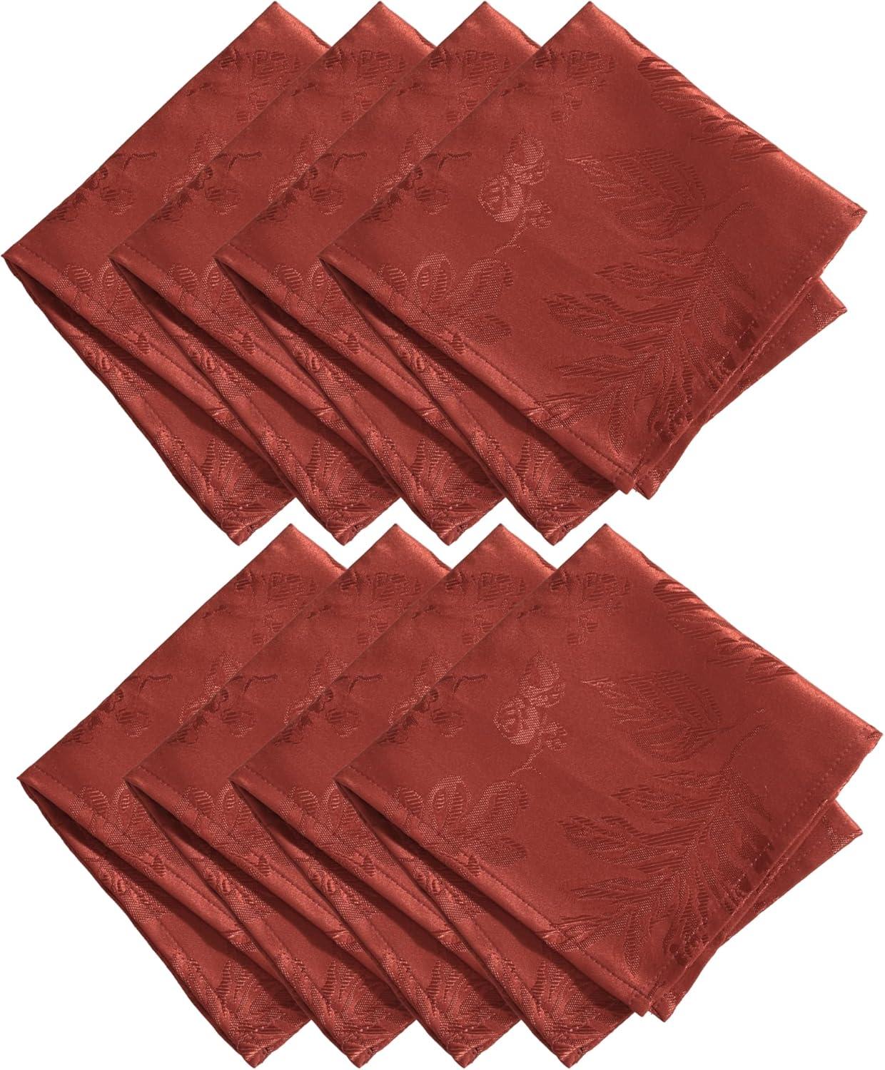 Elrene Elegant Woven Leaves Jacquard Damask Napkin, Set of 8 - Elrene Home Fashions