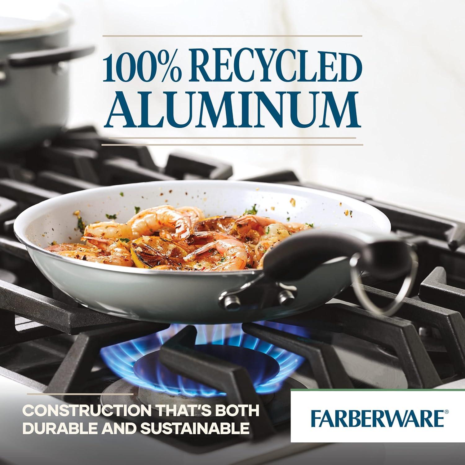 Farberware Eco Advantage Ceramic Nonstick Cookware Pots and Pans Set with Cooking Tools, 13 Piece