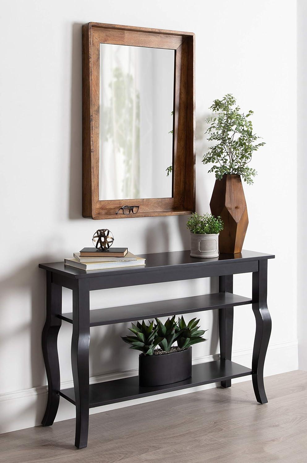 Kate & Laurel All Things Decor 24" x 36" Basking Decorative Wall Mirror with Shelf Natural: Scandinavian Design, No Assembly Required