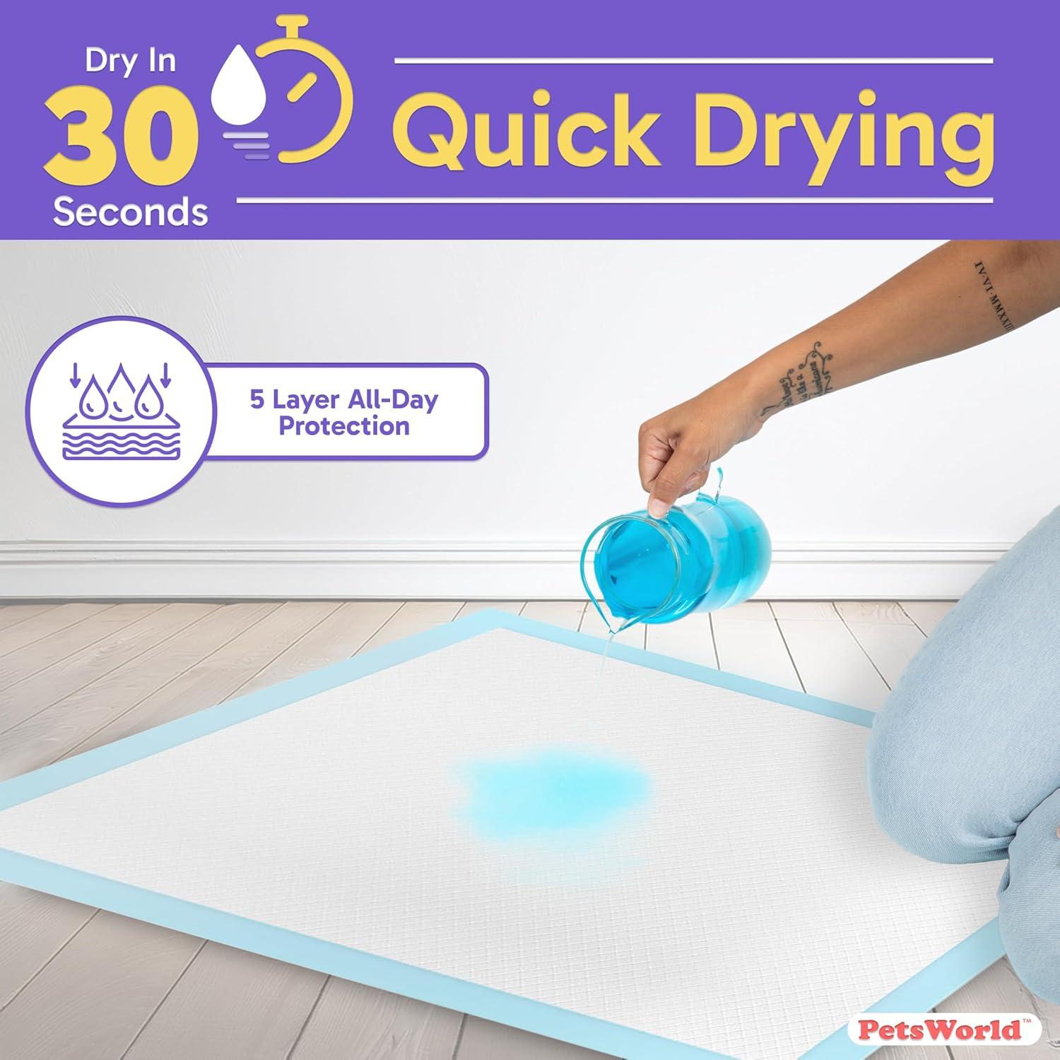 Extra Large Blue Odor Eliminating Dog Potty Pads, 300 Count