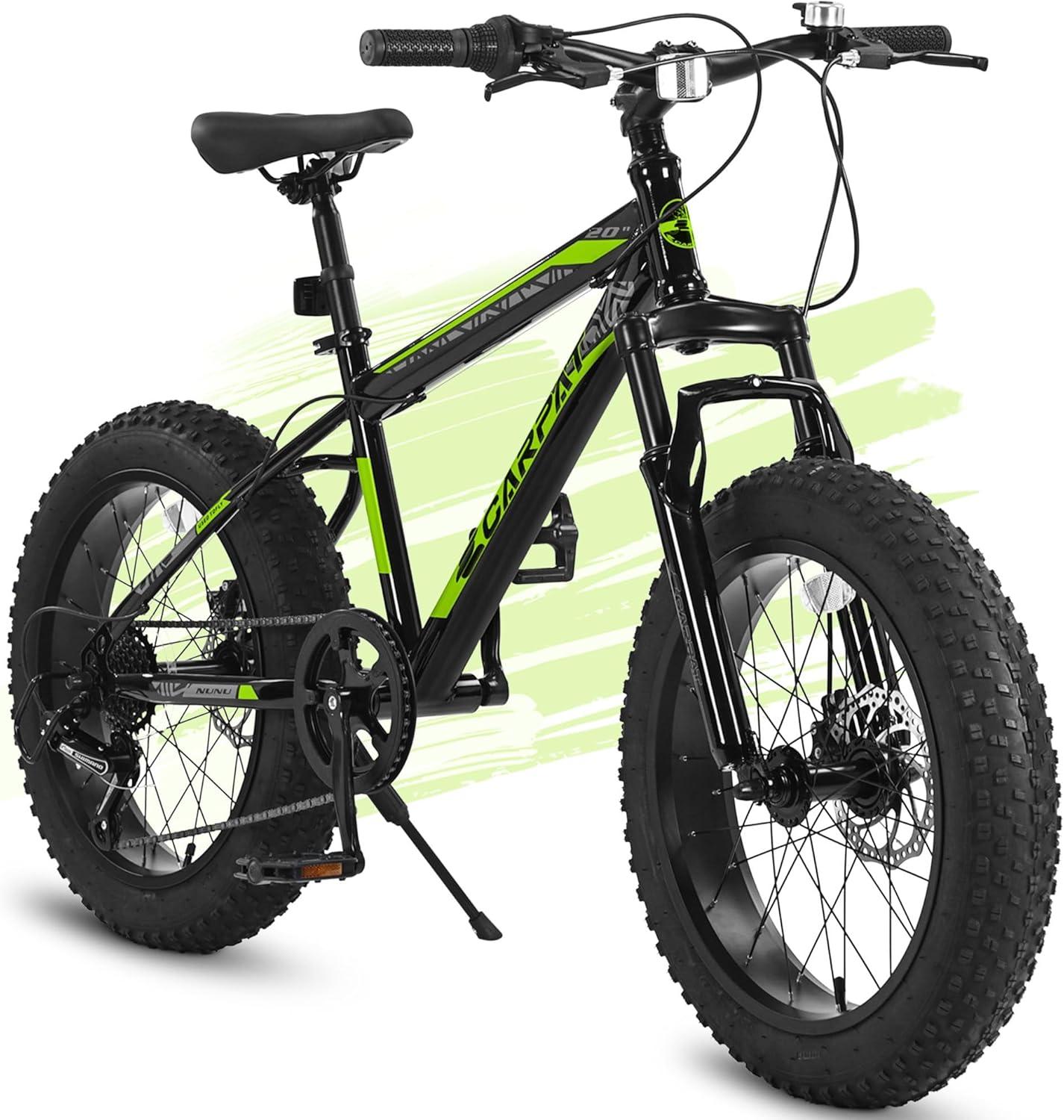 Mountain Bike 20 inch Wheels Fat Tire Bike,4" Wide Fat Tire Snow Mountain Bike ,7 Speed Teenager Children Kids' Bicycles