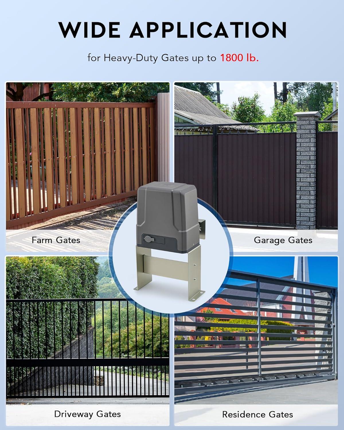 Gray 170W Sliding Gate Opener Kit with Remote Control