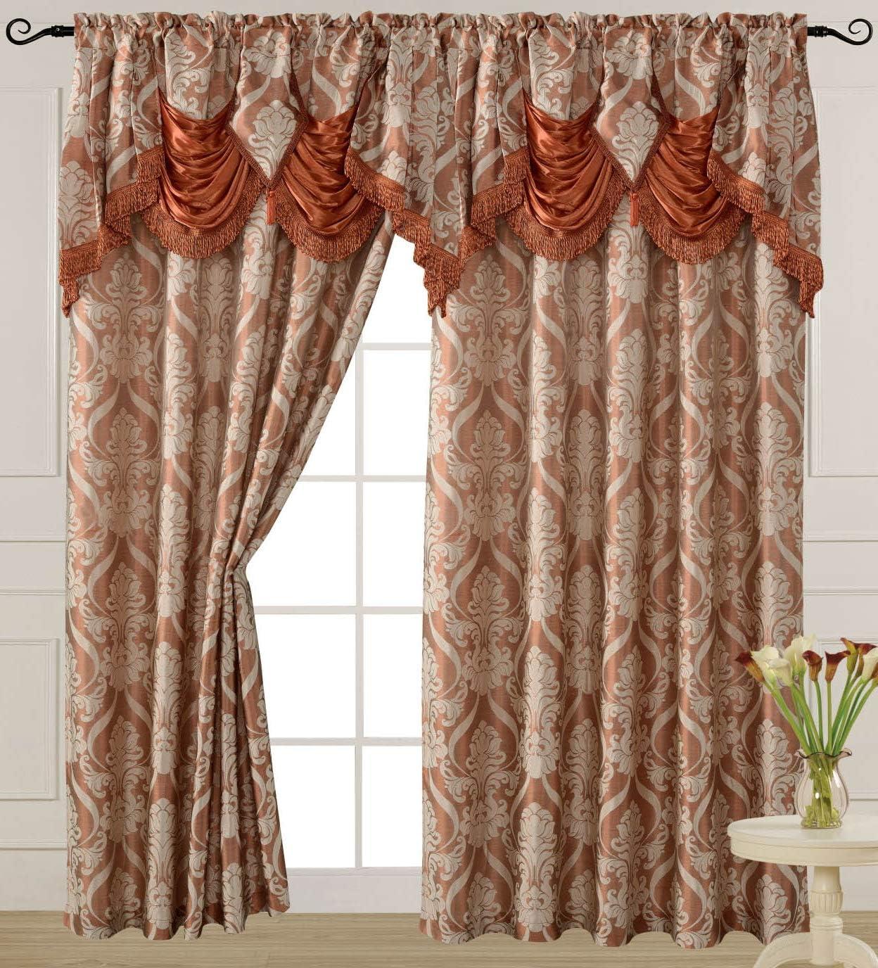 Brick Polyester Light-Filtering Curtain Panel with Valance