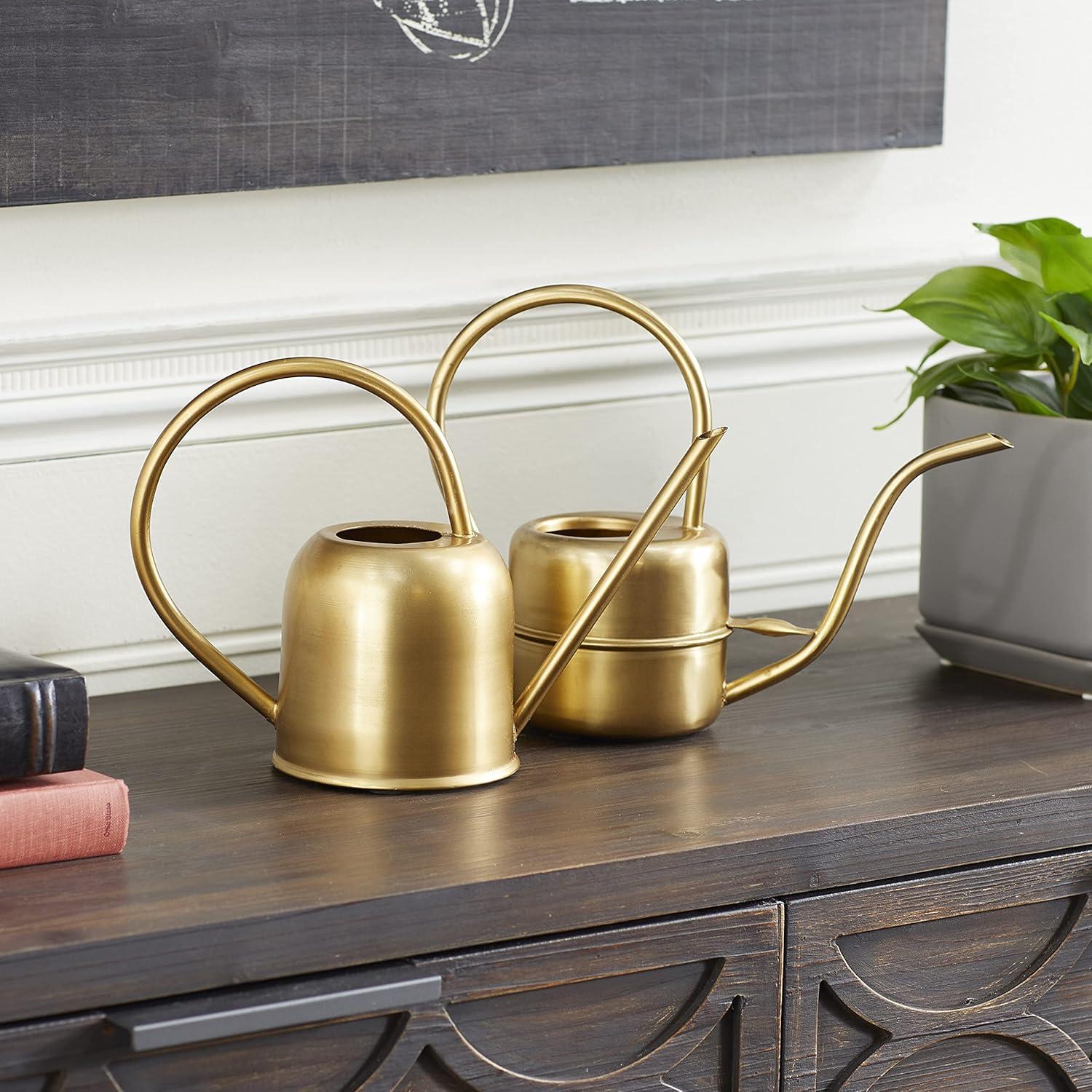 Set of 3 Glam Metal Planters Gold - Olivia & May: Indoor Iron Novelty Planters, No Drainage Hole, Tabletop Display