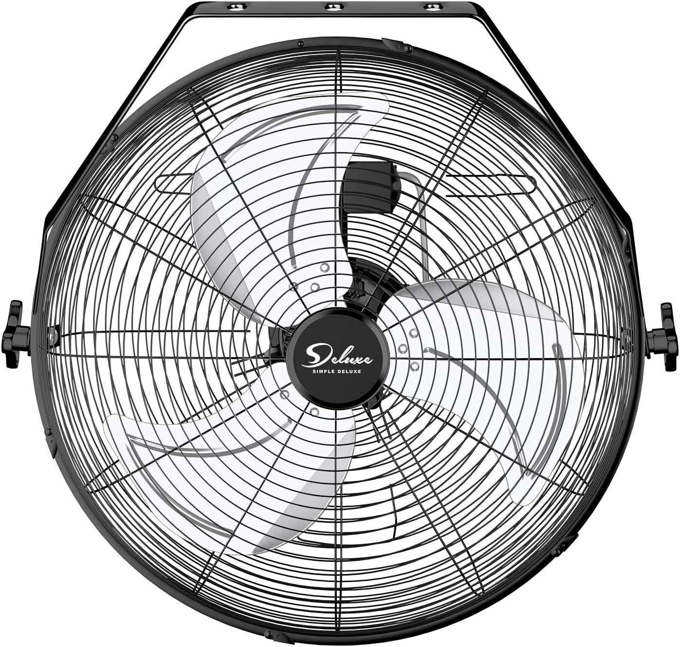 18 Inch Industrial Wall Mount Fan, 3 Speed Commercial Ventilation Metal Fan for Warehouse, Greenhouse, Workshop, Patio, Factory and Basement - High Velocity