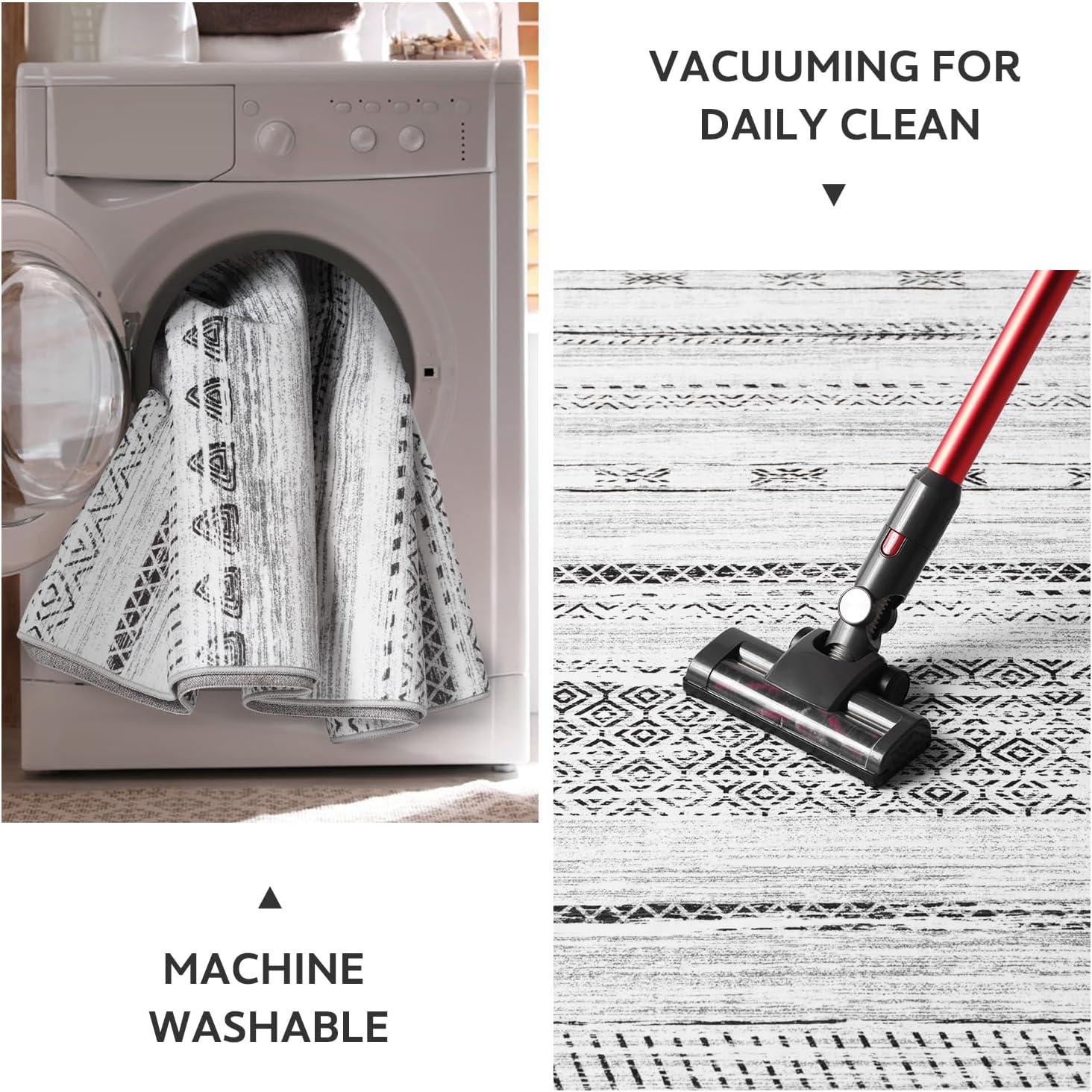 Loon Peak® 5x7 Area Rugs for Living Room Machine Washable Rug Distressed Indoor Carpet Neutral Moroccan Boho Rug Ultra Soft Area Rug for Bedroom Dining Room Playroom Office, Grey