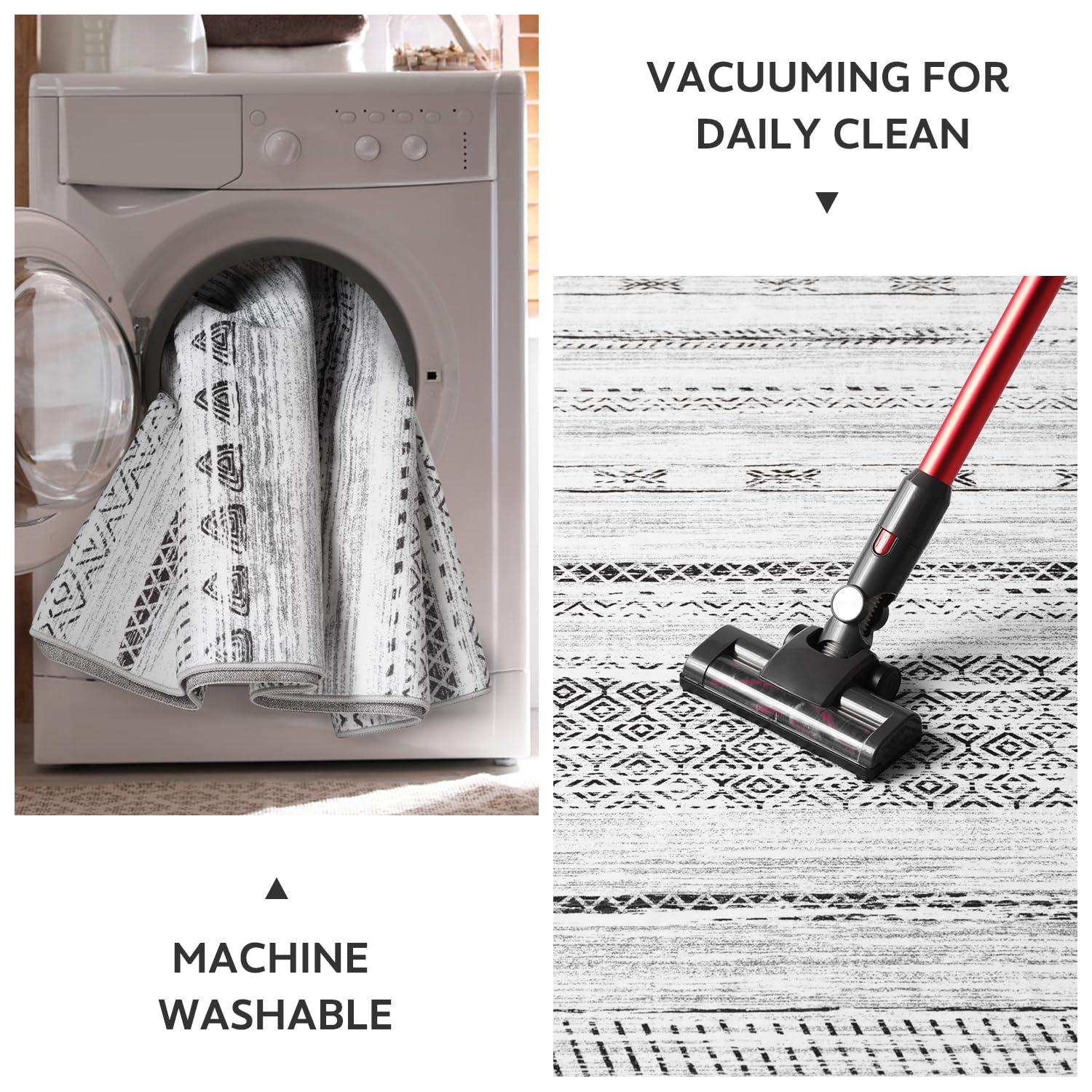 Loon Peak® 5x7 Area Rugs for Living Room Machine Washable Rug Distressed Indoor Carpet Neutral Moroccan Boho Rug Ultra Soft Area Rug for Bedroom Dining Room Playroom Office, Grey