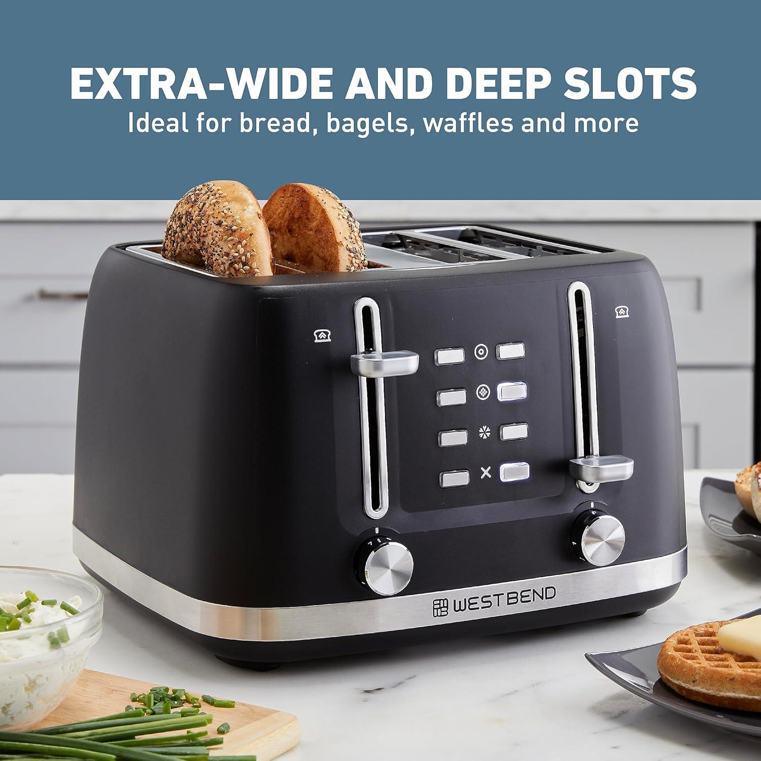 Toaster 4 Slice Extra-Wide and Deep Slots with 3 Functions and 7 Shade Settings Manual Lift Lever and Auto-Shut Off, 1500-Watts, Black