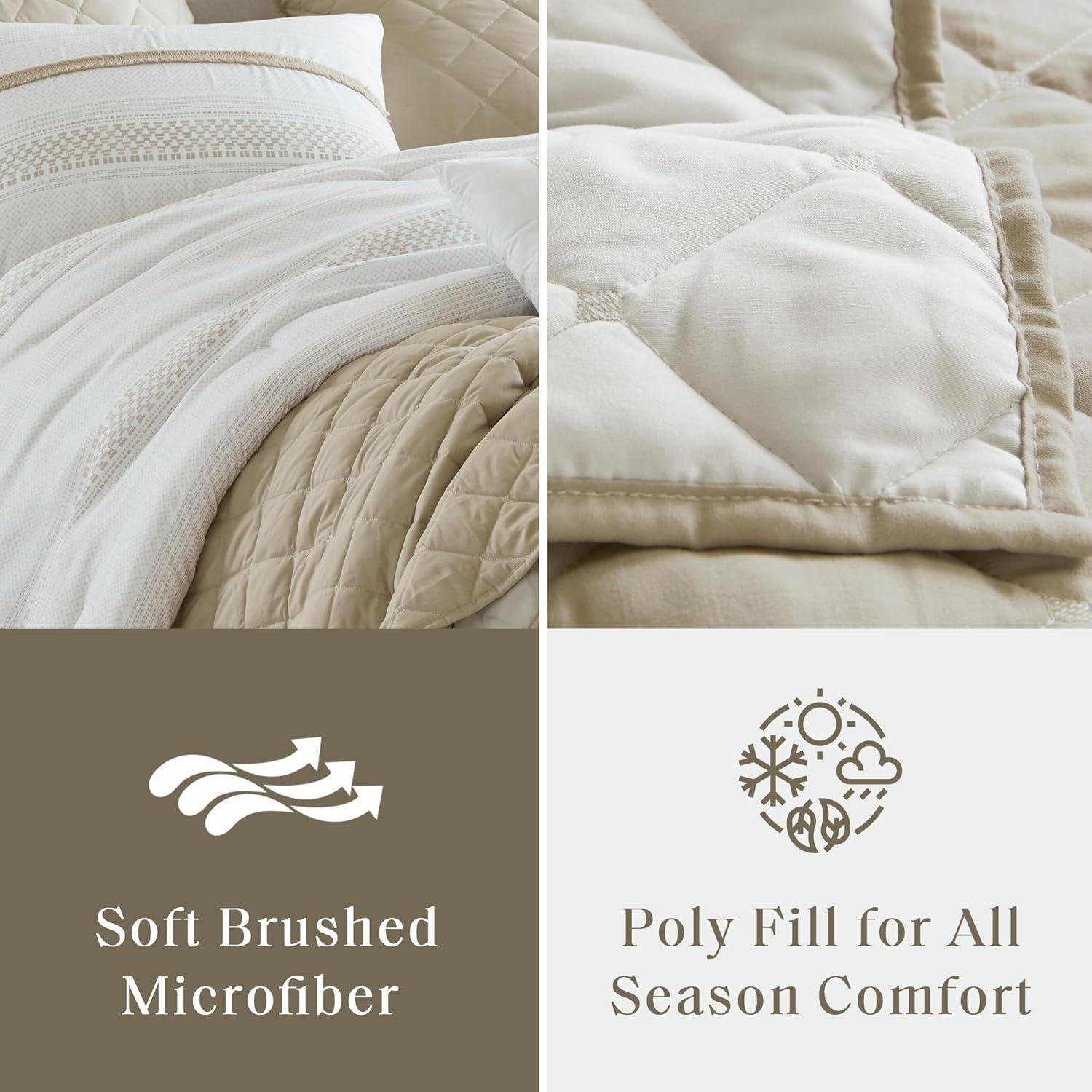 Madison Park Carolina 7 Piece Stripe Comforter And Quilt Set