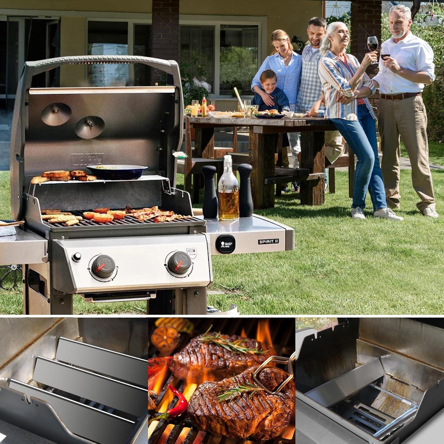 GasSaf 15.3inch Flavorizer Bar Replacement for Weber 7635, Spirit 200 Series, Spirit E-210, S-210, E-220, S-220 with Front Controls Panel, 3-Pack Stainless Steel Flavor Bar(15.3"x3.5"x2.5")