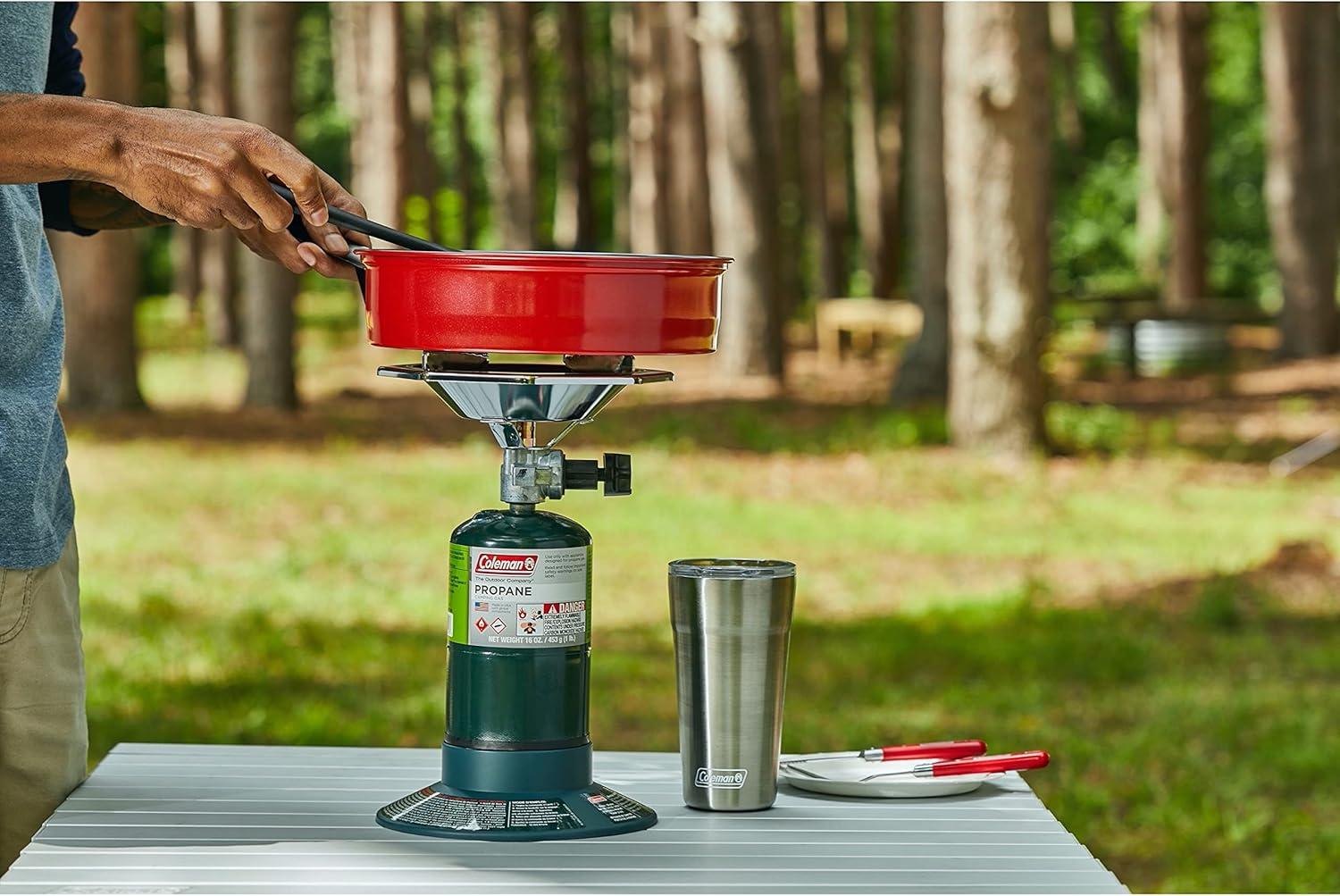 Silver Single Burner Propane Camp Stove with Adjustable Heat