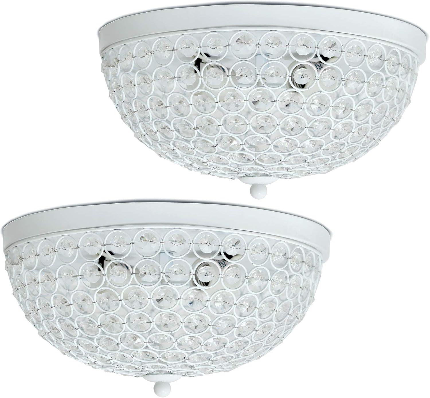 Set of 2 13" Elipse Crystal Flush Mount Ceiling Lights - Elegant Designs