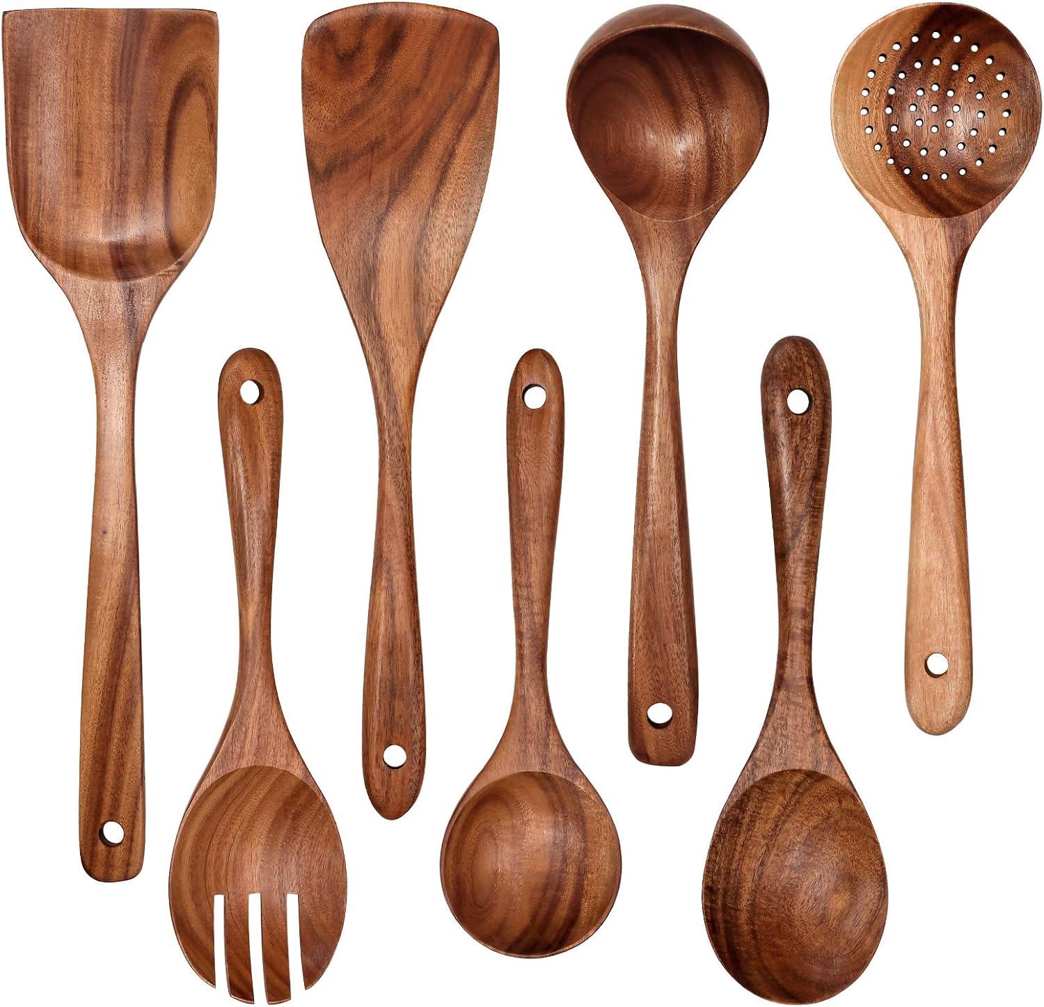 7-Piece Natural Teak Wood Cooking Utensil Set