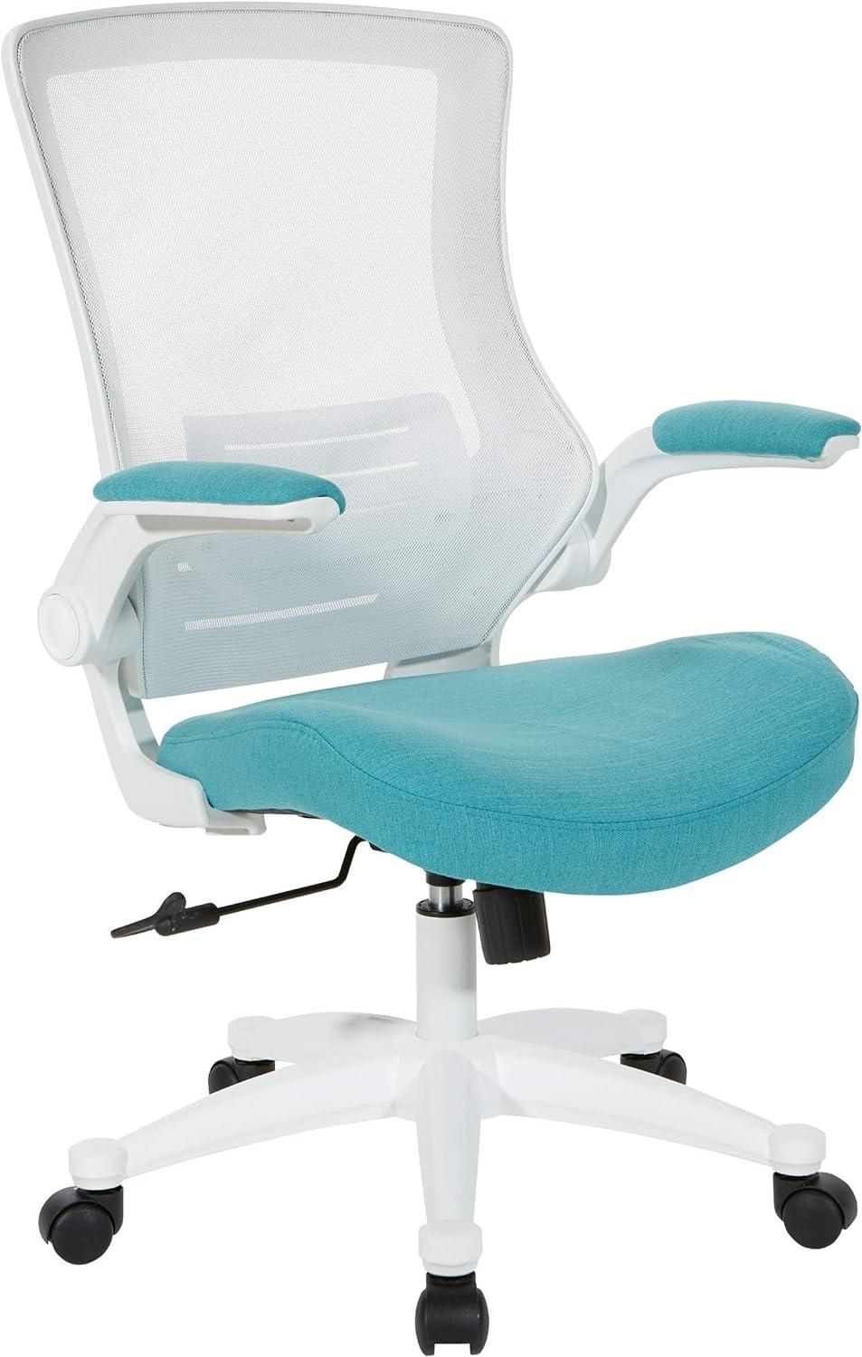 Linen Turquoise Executive Swivel Chair with Adjustable Arms