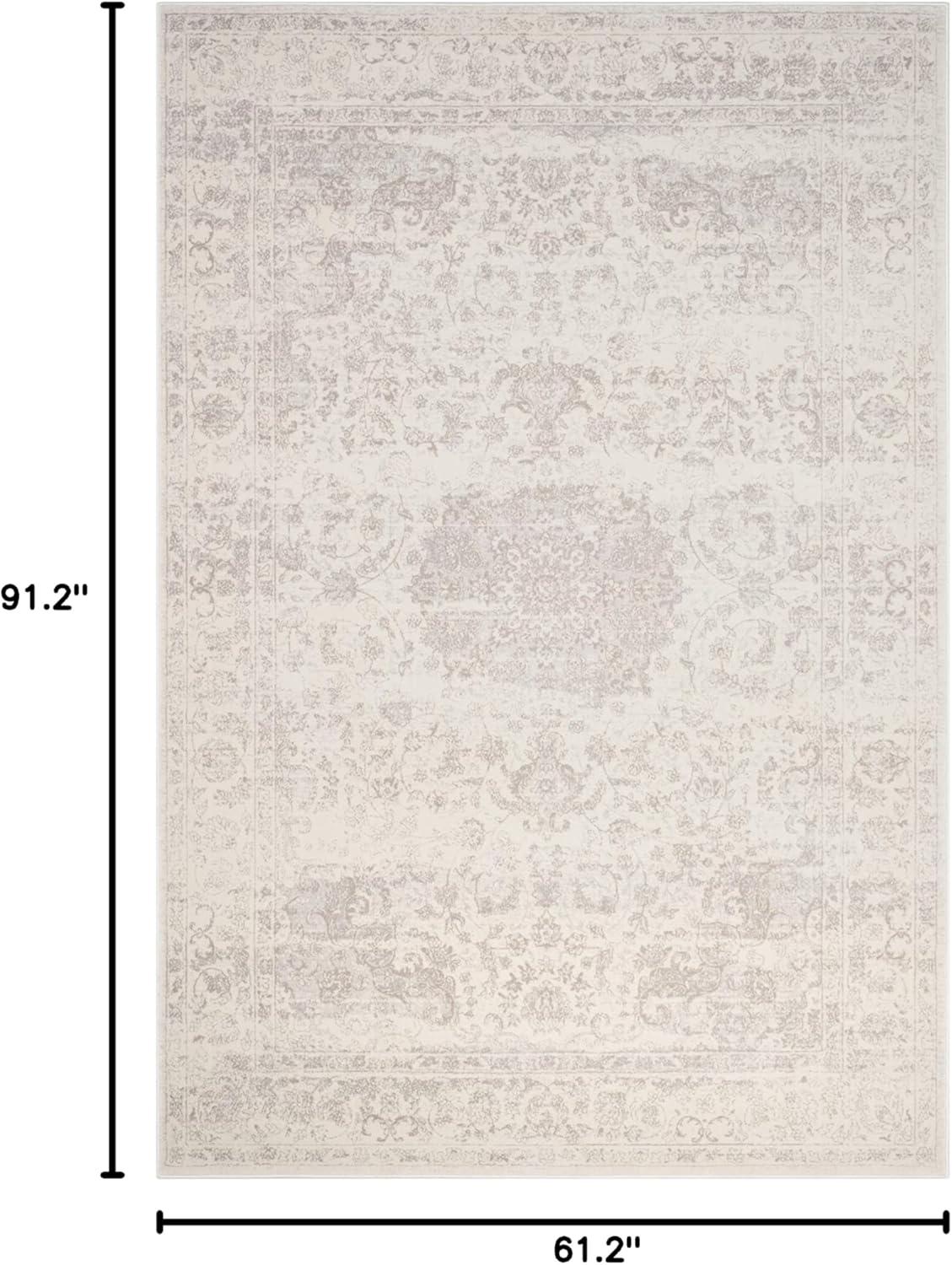 Carnegie CNG631 Power Loomed Area Rug - Cream/Light Grey - 5'1"x7'6" - Safavieh.