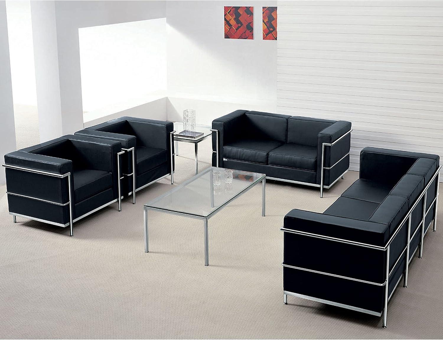 Flash Furniture HERCULES Regal Series Contemporary Black LeatherSoft Sofa with Encasing Frame