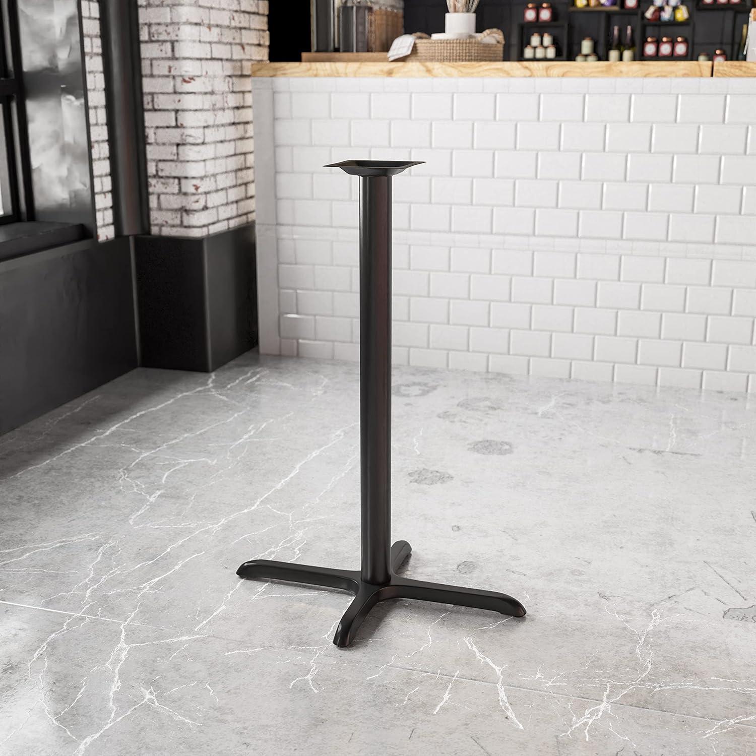 Beverly 22" x 22" Restaurant Table X-Base with 3" Dia. Bar Height Column