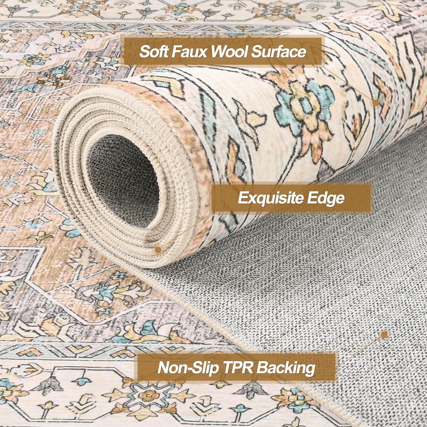 Nuloom Zara Medallion 4x6 Indoor Area Rug for Living Room Bedroom Dining Room Kitchen, Rust/Blue
