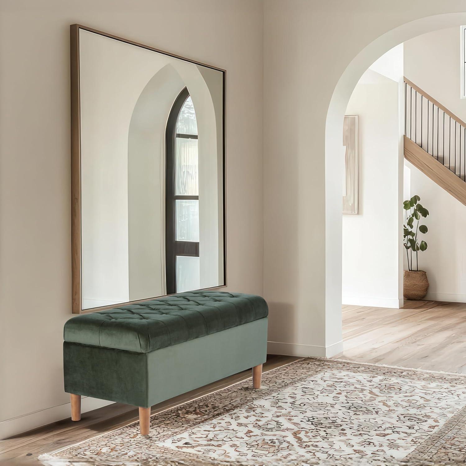 HomePop Velvet Upholstered Storage Bench