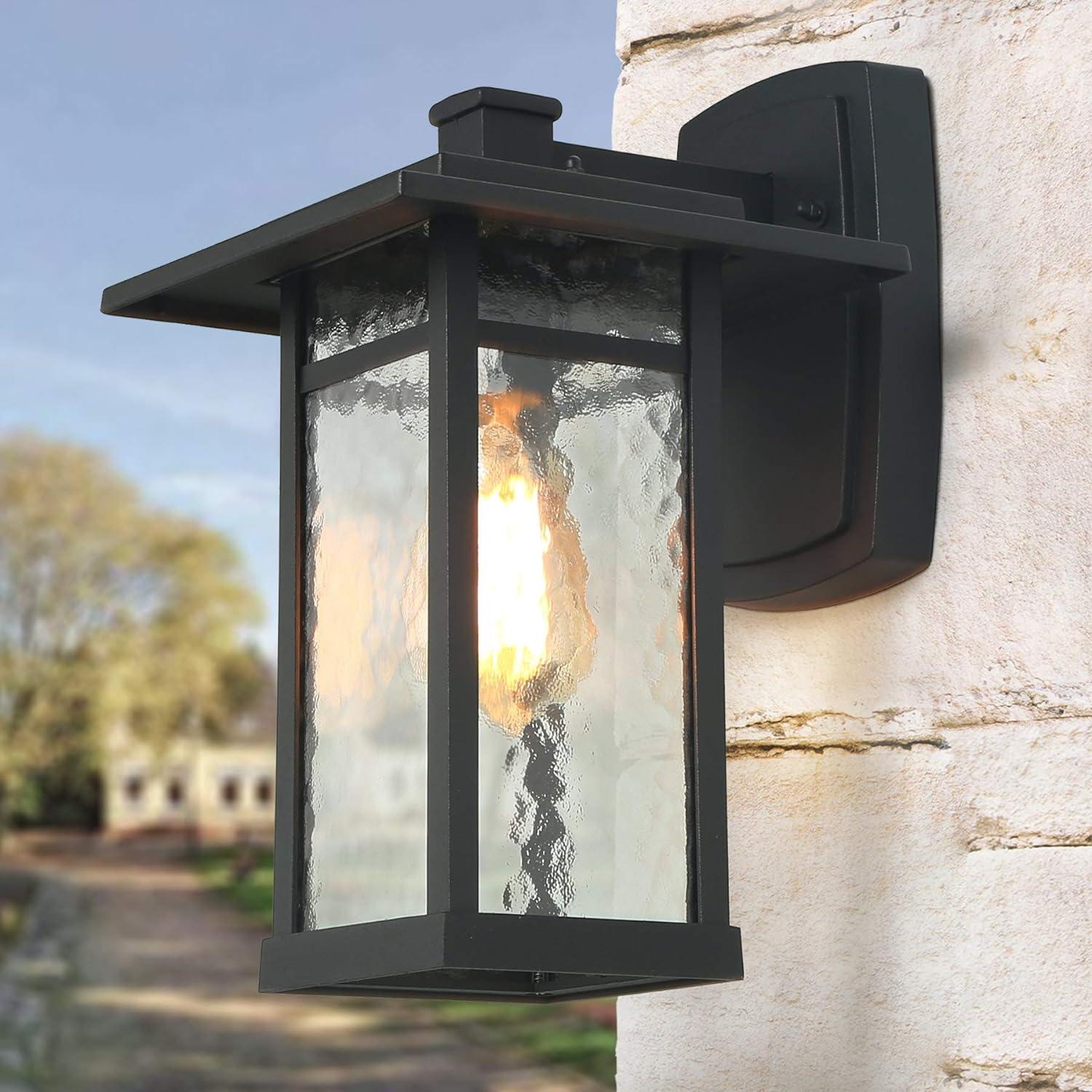 Sabrina Matte Black Dimmable LED Sconce with Rippled Glass