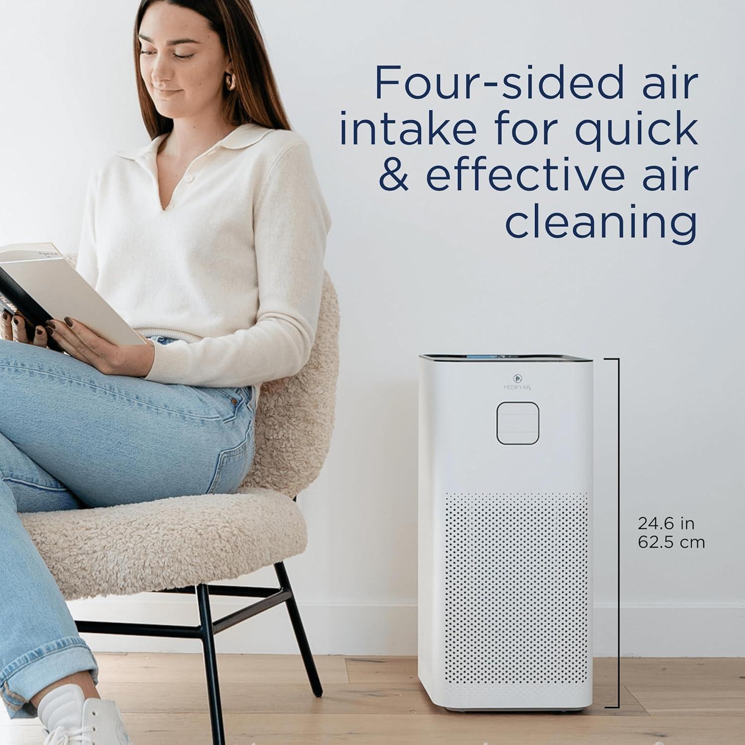 Medify Air MA-50 Air Purifier with HEPA H13 Filters - 1100 Sq ft Coverage for Pollen - White, 1-Pack