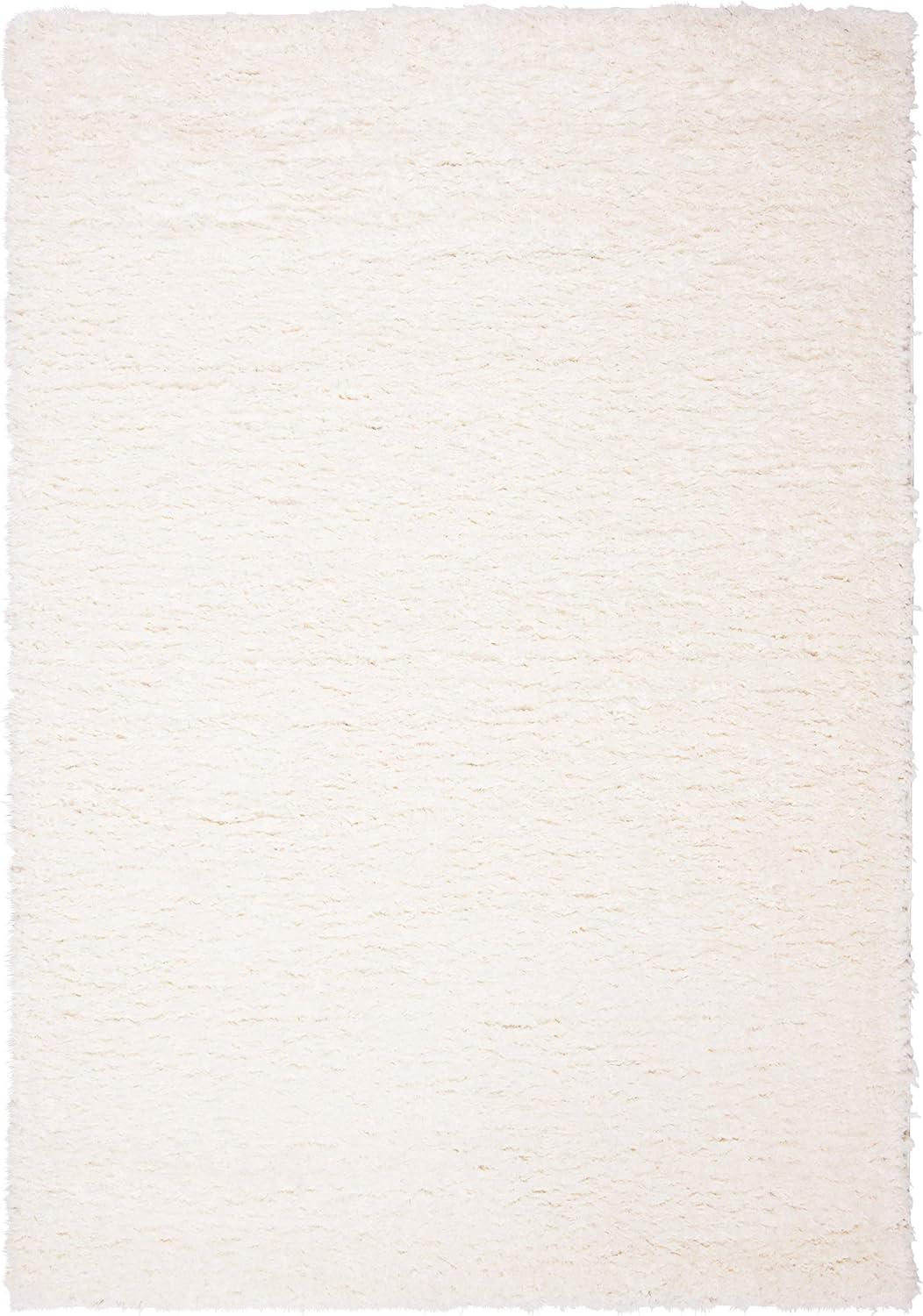 SAFAVIEH Madrid Miah Solid Polyester Shag Area Rug, Ivory, 4' x 6'
