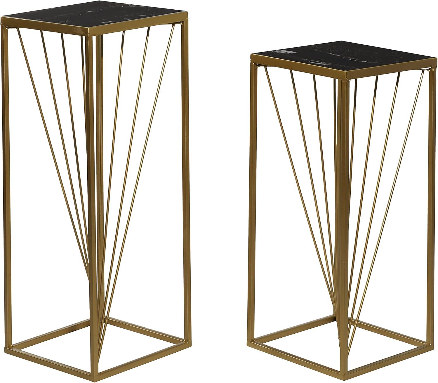 Set of 2 Contemporary Marble Accent Tables Gold - Olivia & May: No Assembly, Indoor Use, Metal Frame