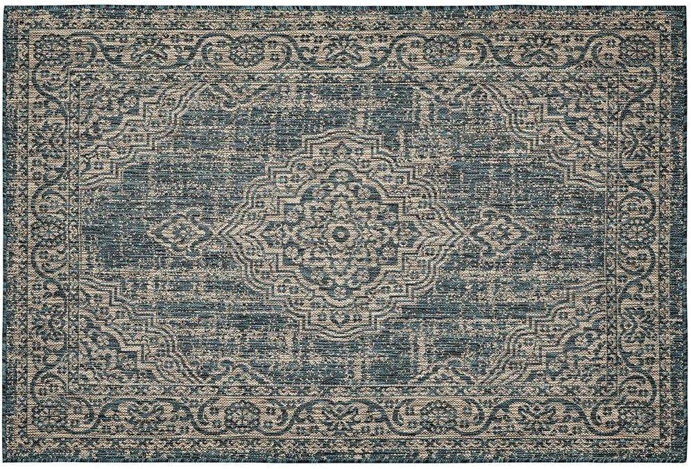 Benissimo Indoor / Outdoor Sisal Area Rug "Palace" Collection Non-Skid, Woven, Transitional, Durable, and Easy Cleaning | Machine Rug for Living Room, Kitchen, Kids room etc. I 4x6 I Turquoise