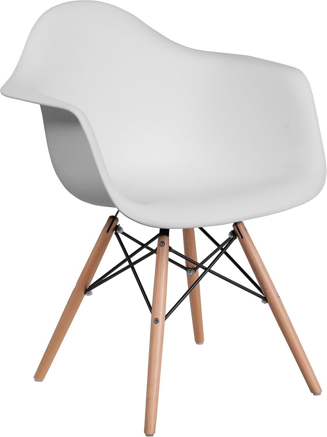 Flash Furniture Alonza Series Plastic Chair with Arms and Wooden Legs