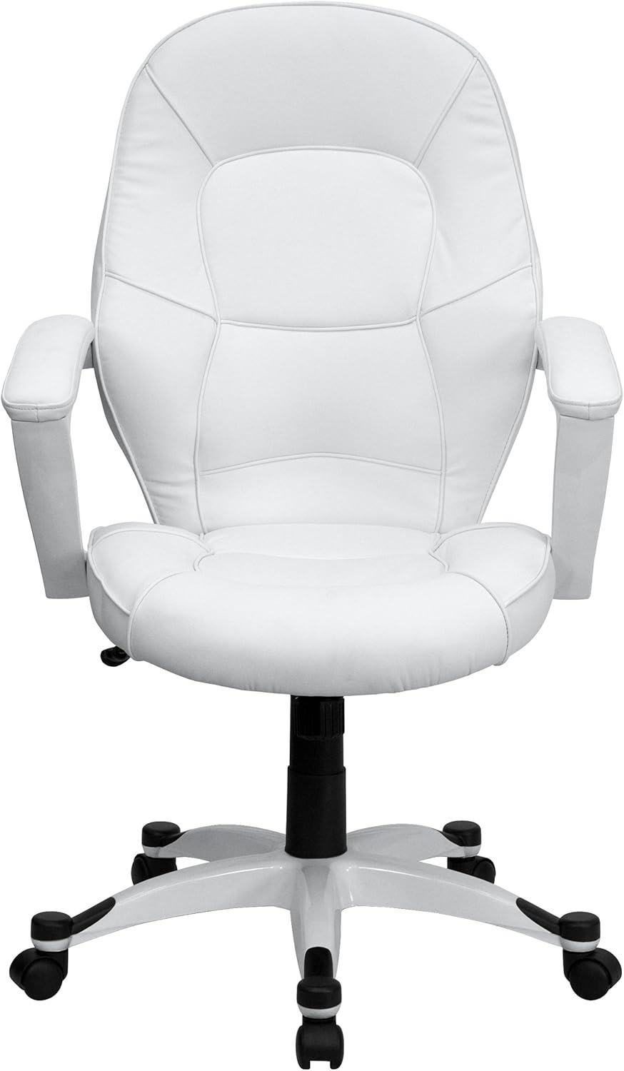 Mid-Back White Leather Executive Swivel Office Chair - Flash Furniture