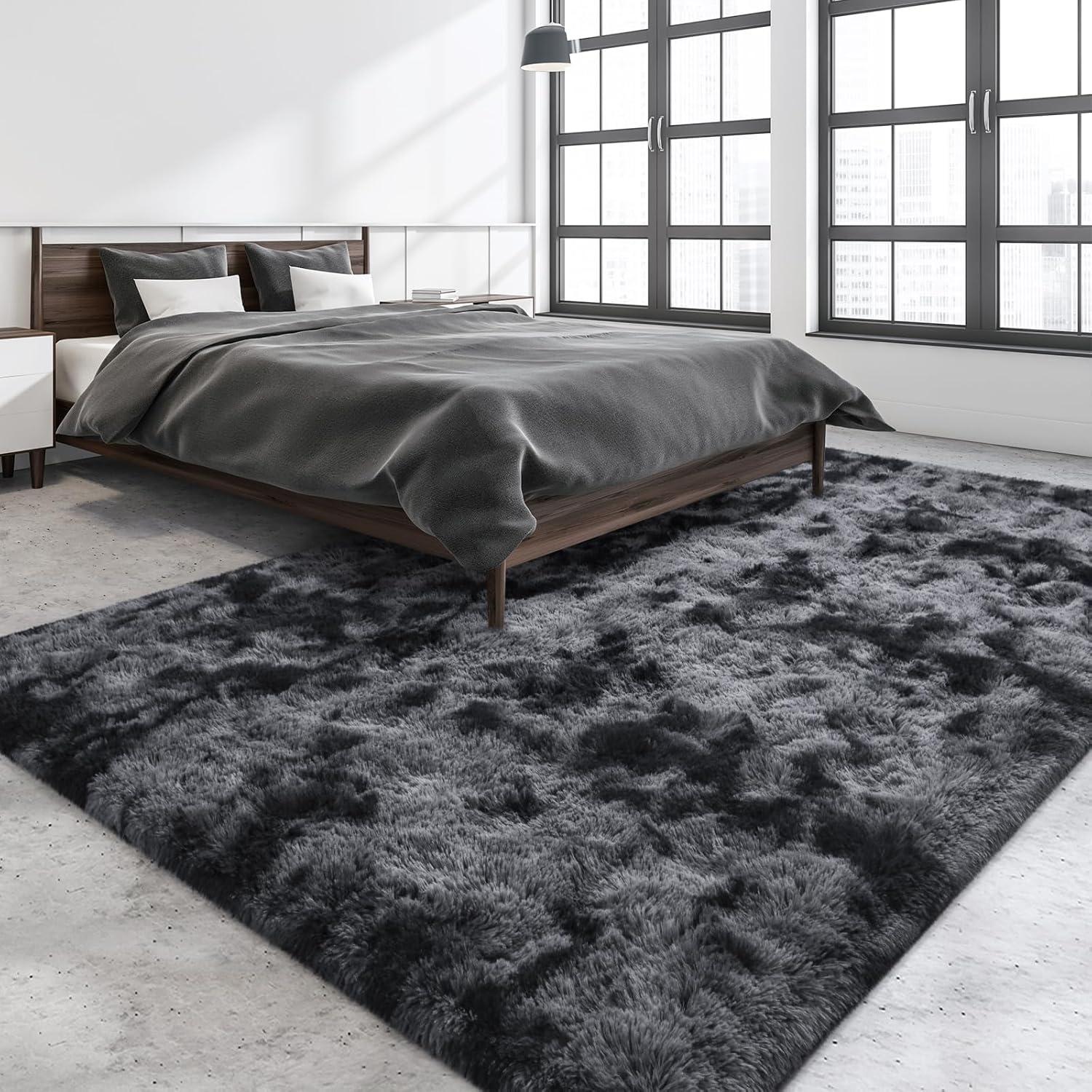 Noahas Fluffy Shaggy Rugs, 5x8 Feet Purple Plush Rugs for Girls Bedroom, Soft Kids Room Carpets, Large Bedside Rug, Upgrade Non-Slip Rugs for Children Nursery Dorm Home Decor, Purple