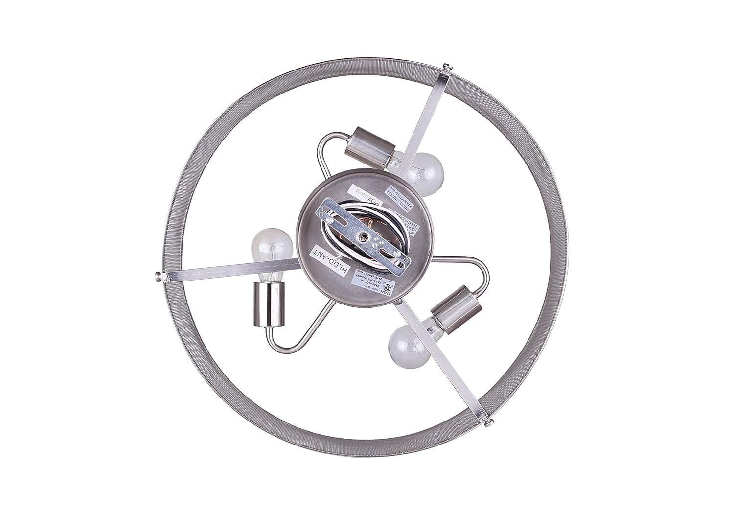 CANARM LTD ICH626A03BN20 Beckett 3 Bulb Rod Chandelier, Brushed Nickel with Metal Mesh Shade, 3 Light