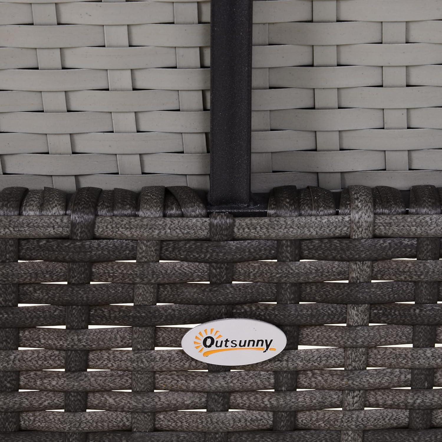 Outsunny 2-Person Wicker Hanging Porch Swing Bench, Front Porch Swing Outdoor Chair with Cushions 550lbs Weight Capacity for Backyard, Garden, gray