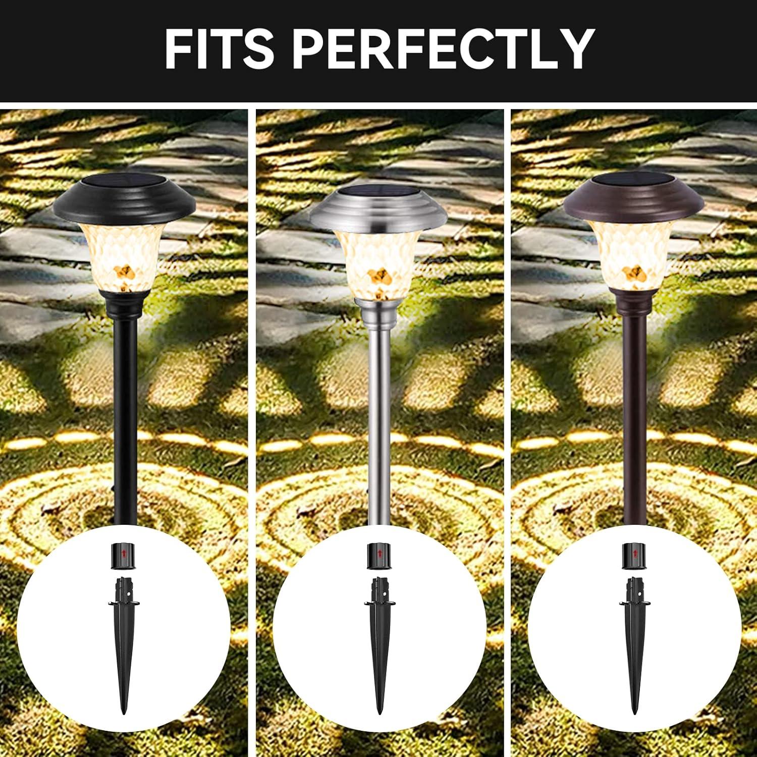 8 Pack Metal Stake Solar Lights Replacement Spike - Outdoor Ground Stakes for Garden Lights Landscape Yard Pathway Patio Lamps Pole, 0.78 * 5.3 inch
