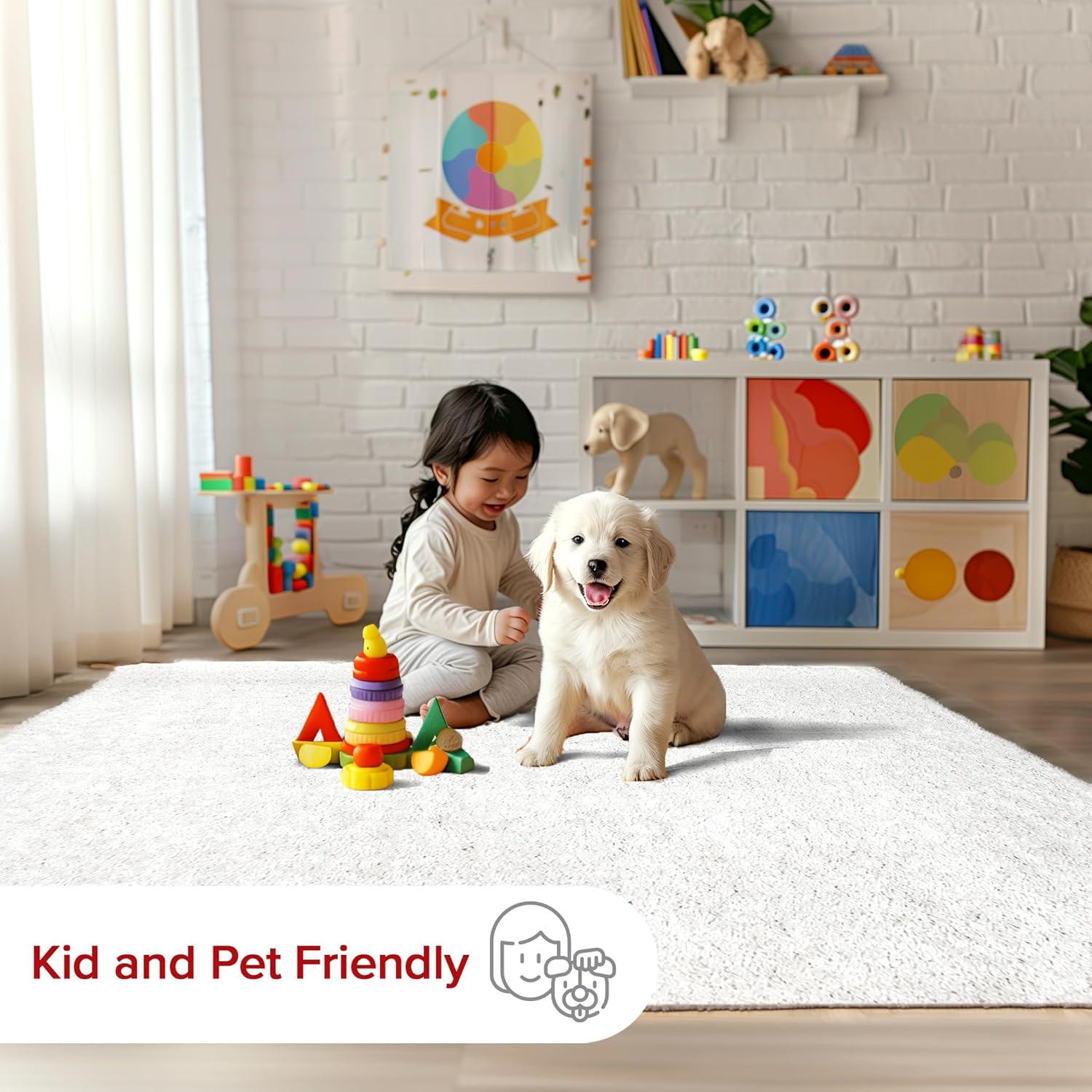 Nuloom Kara Solid 4x6 Shag Indoor Area Rug for Living Room Bedroom Dining Room Nursery, Ivory