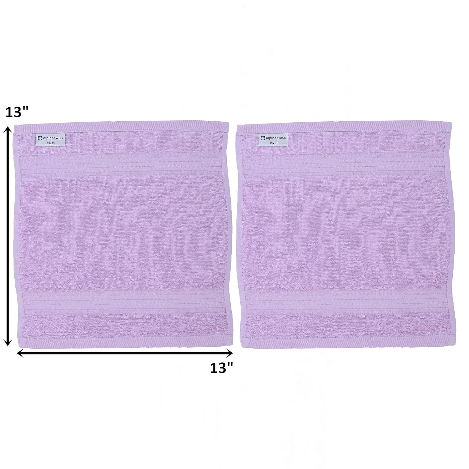 Alpine Swiss 100% Cotton Towel Set 2 Piece Soft and Absorbent 500 GSM Face Towels 13" x 13" Lilac