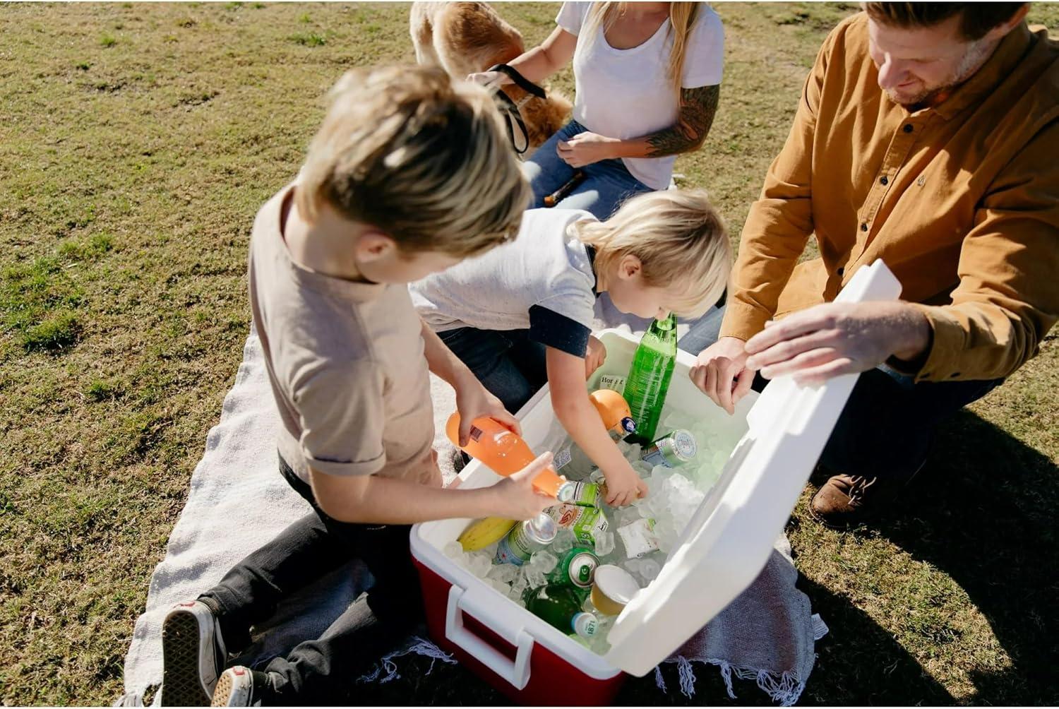Red Heavy-Duty Portable Ice Chest Cooler with Airtight Lid