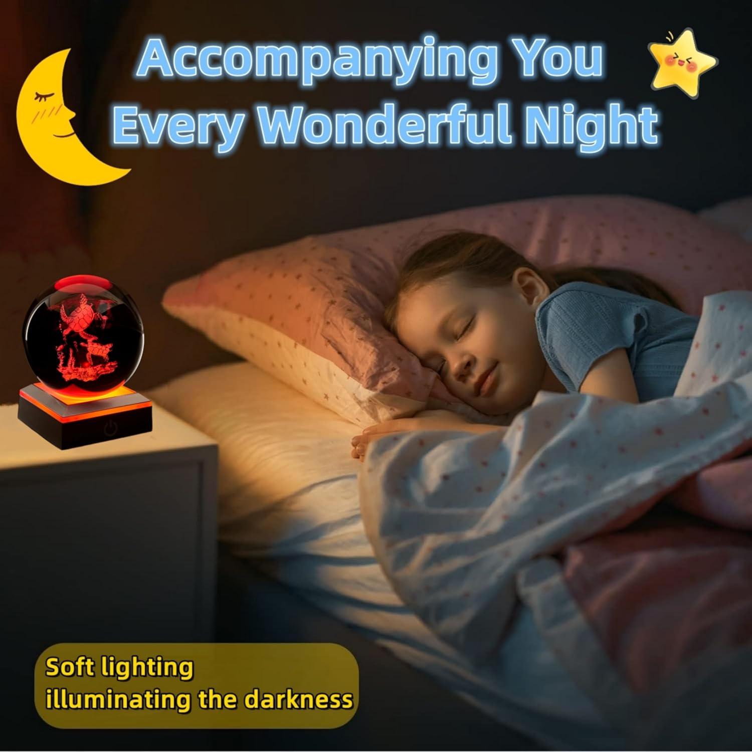 3D Sea Turtle Crystal Ball Night Light, Upgraded 3.15 Inch Glass Ball Lamps with LED Base, Sea Turtle Lamp Decor, Birthday Holiday Xmas Gifts for Boys Girls Friends (Sea Turtle)
