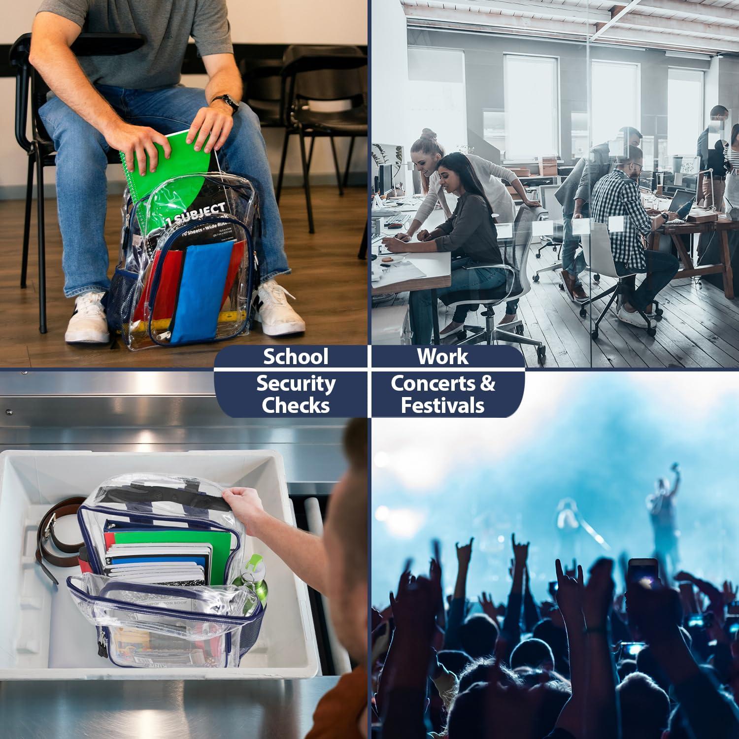 Trailmaker Heavy-Duty Clear Backpack, Blue Trim