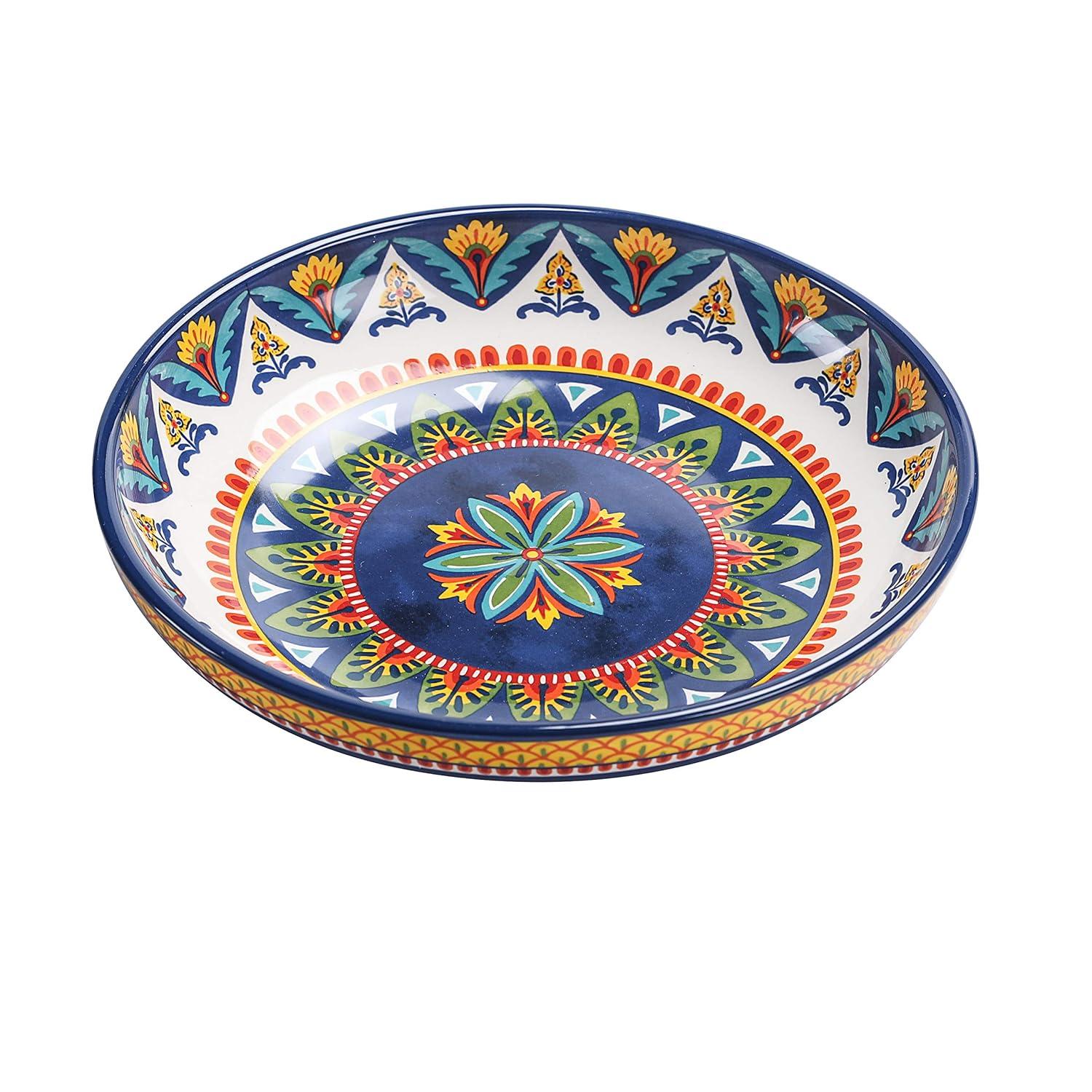 Bico Havana Pasta Bowls, 35oz Salad Bowl Set of 4, Large Ceramic Serving Dinner Bowls for Soup and Cereal, Microwave and Dishwasher Safe, Gift for Housewarming and Thanksgiving