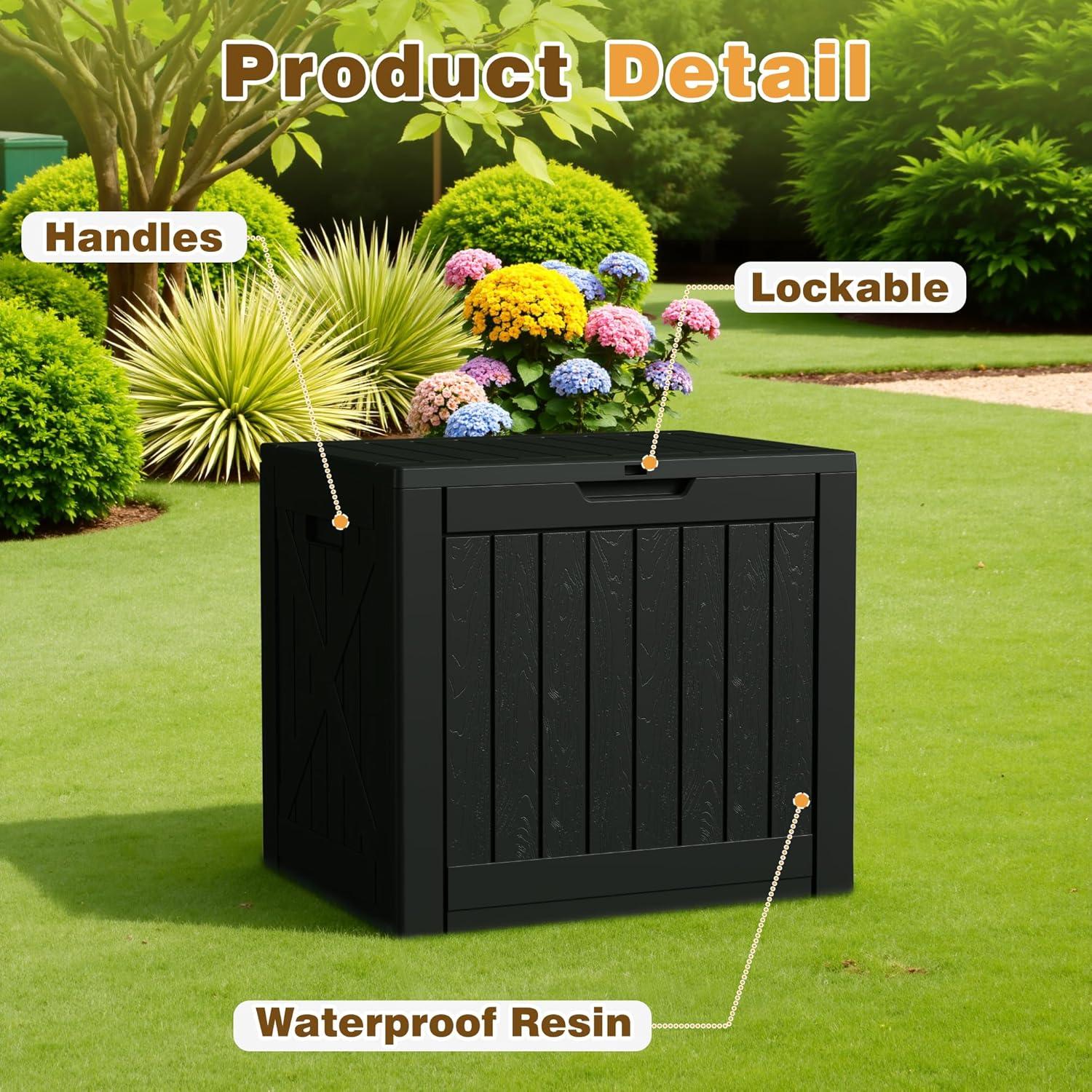 MAXAYA Resin Deck Box 120 Gallon Waterproof Large Deck Boxes P...