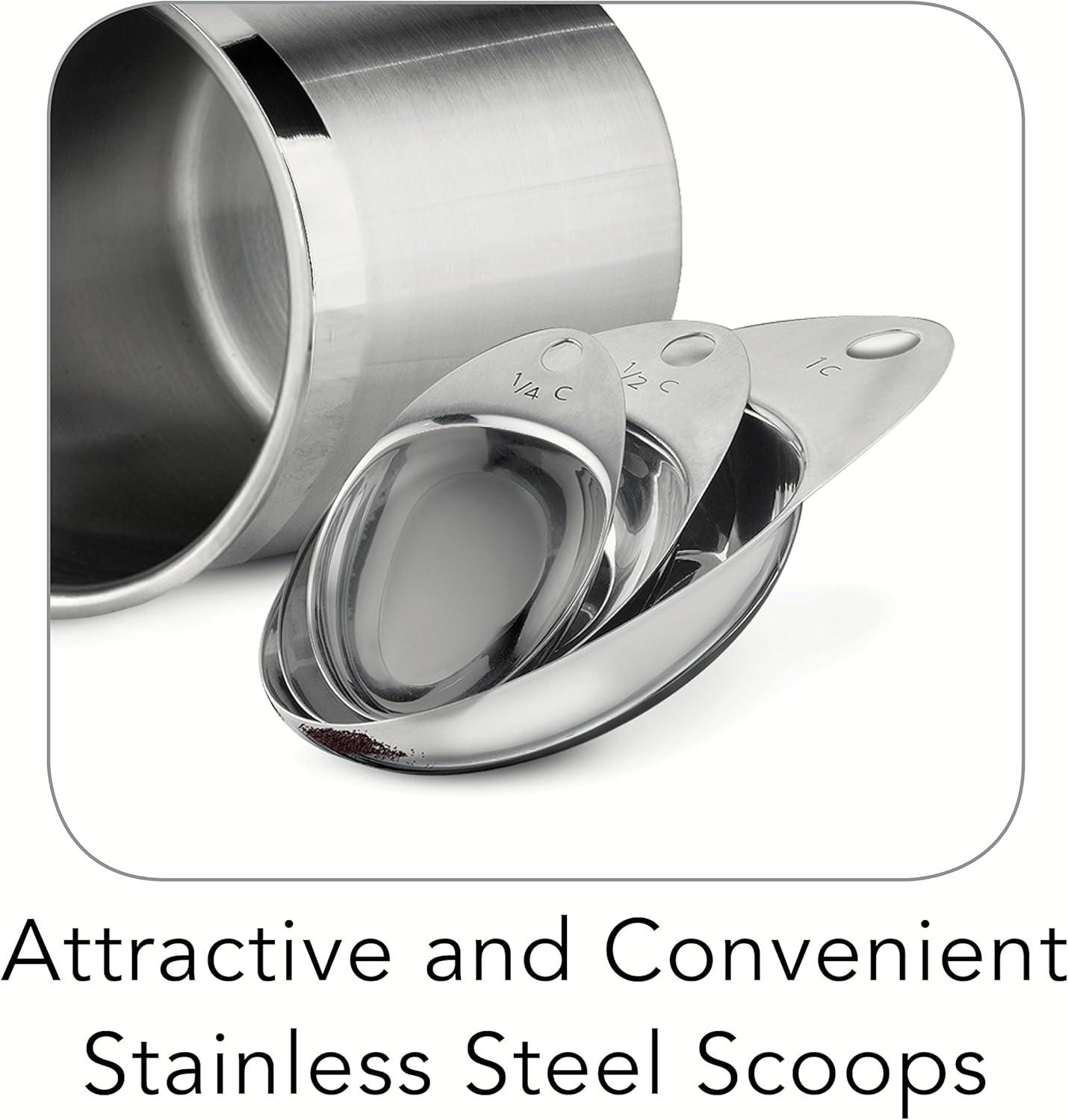 Stainless Steel 8-Piece Canister and Scoop Set with Glass Lids