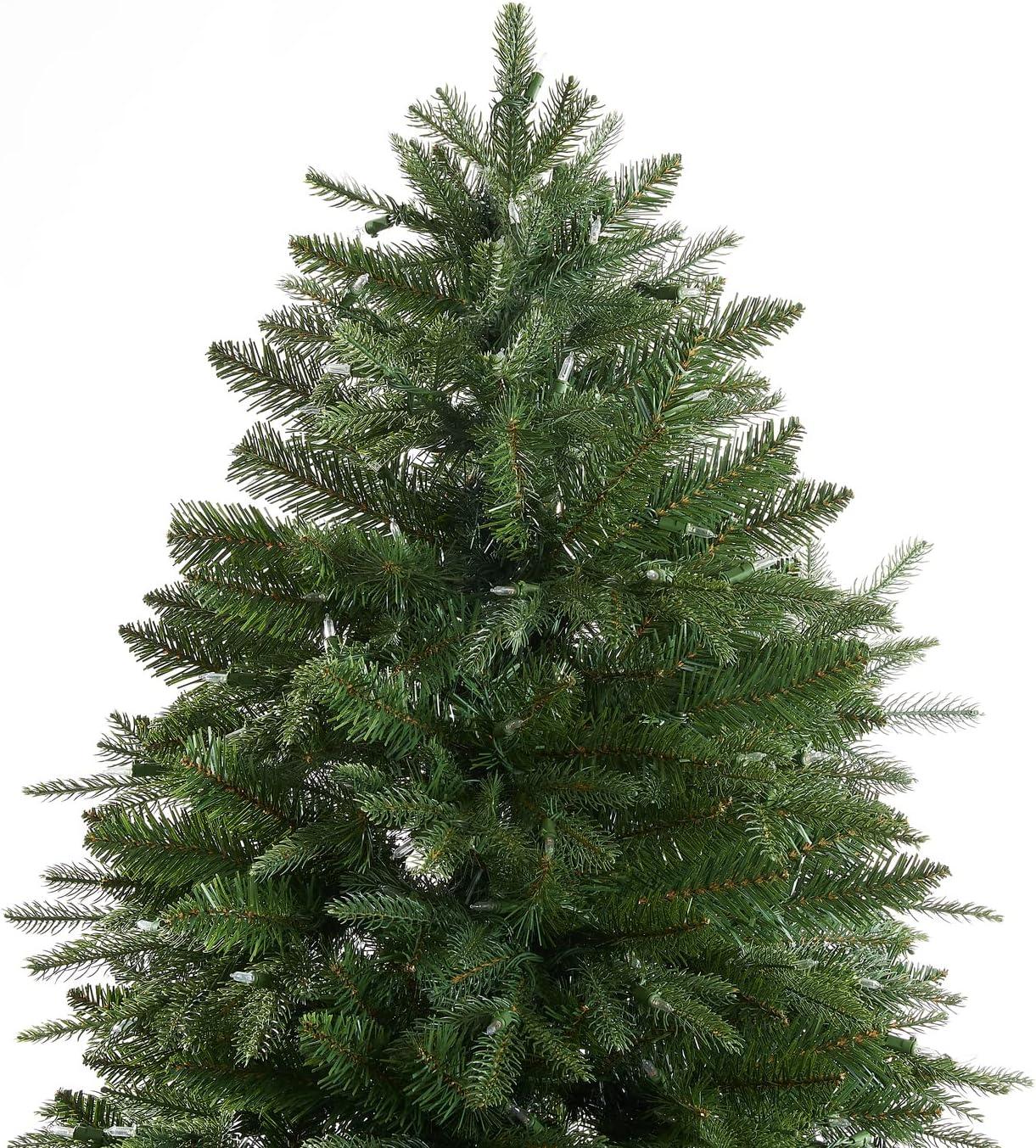 6.5ft Prelit Realistic Pine Christmas Tree with Warm LED Lights