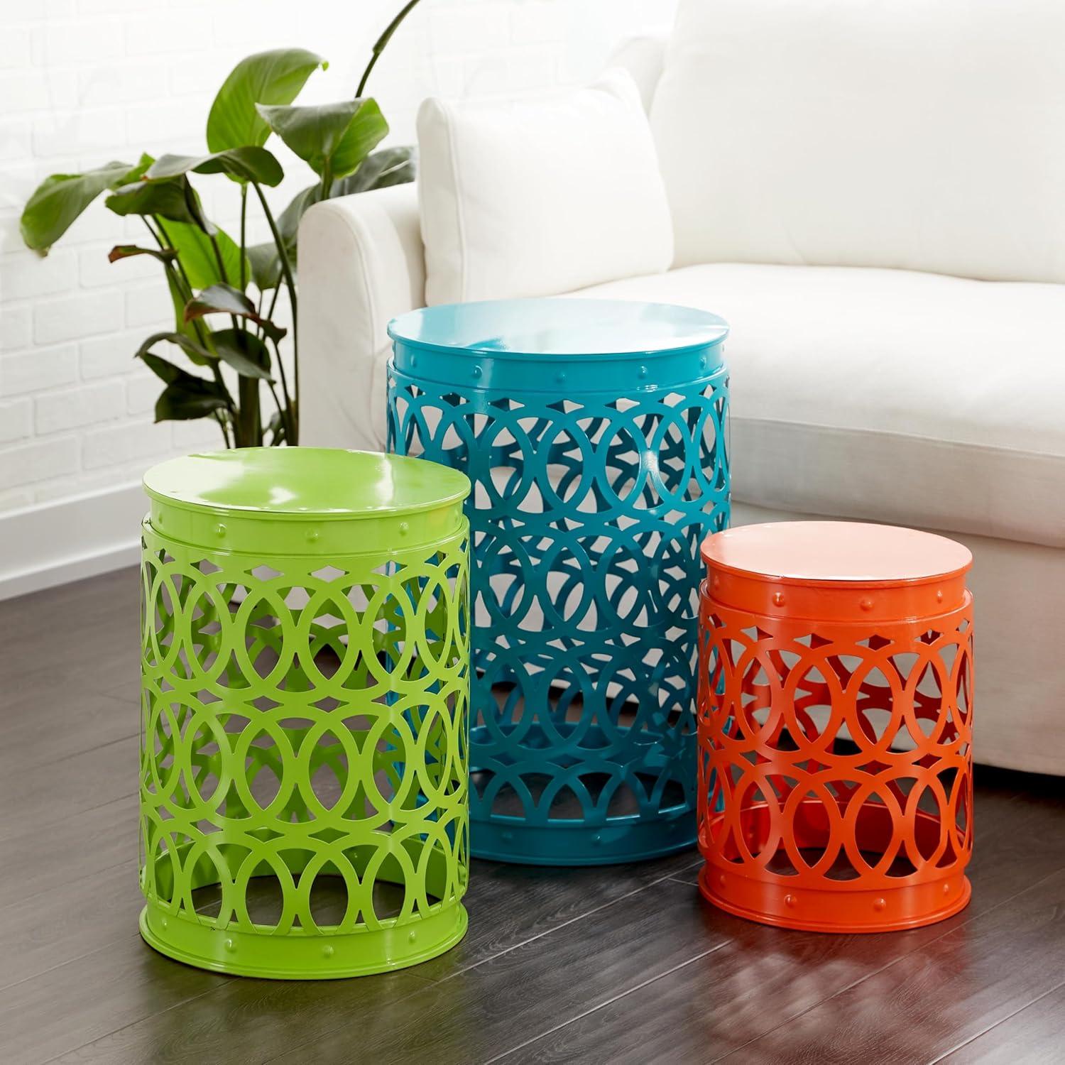 Set of 3 Coastal Metal Accent Tables Black - Olivia & May: No Assembly, Indoor/Outdoor Use