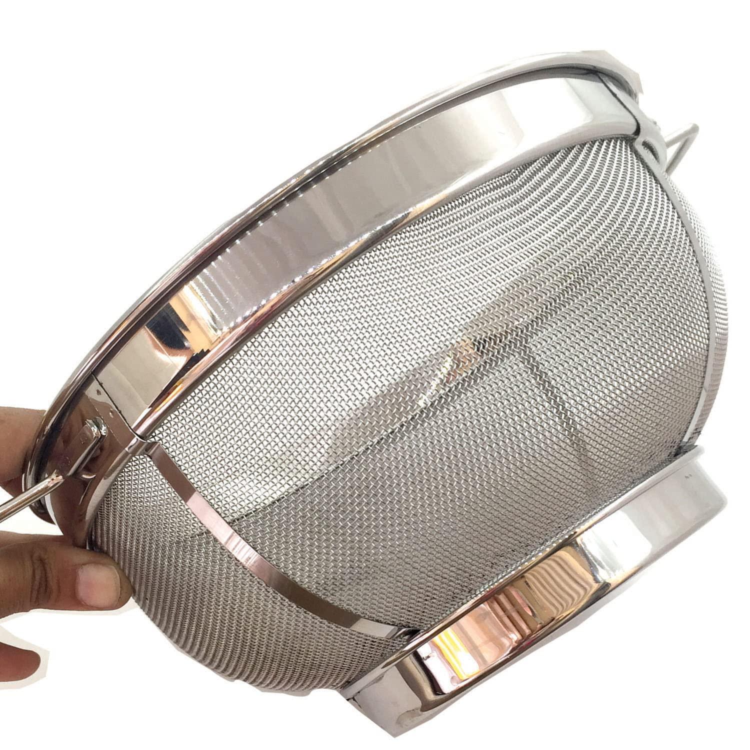 [Juvale] Juvale Large Fine Mesh Pasta Strainer, Metal Colander for Rice, Quinoa, Yogurt, 11 x 4 In