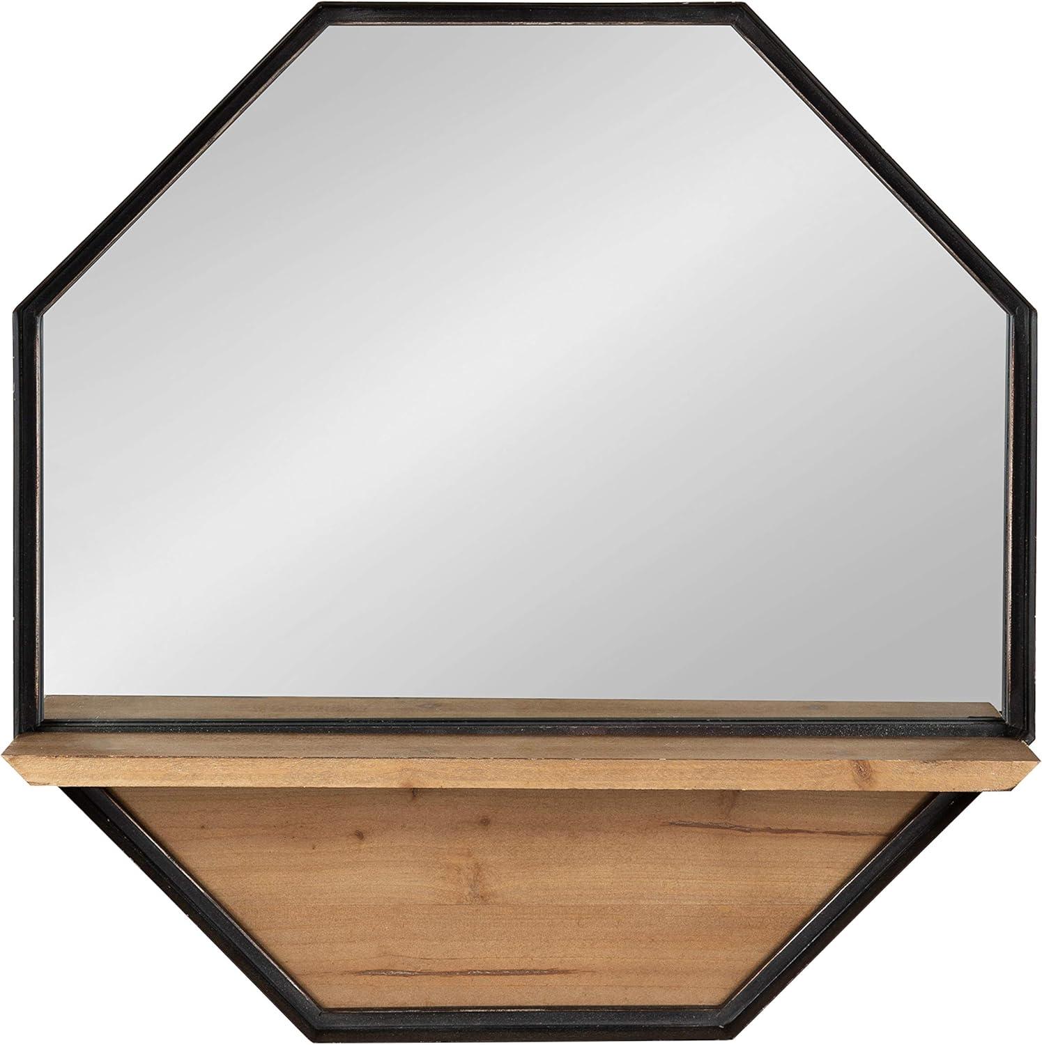 24" x 24" Owing Functional Wall Mirror Brown - Kate & Laurel All Things Decor: Modern Octagon Shape, Metal Frame