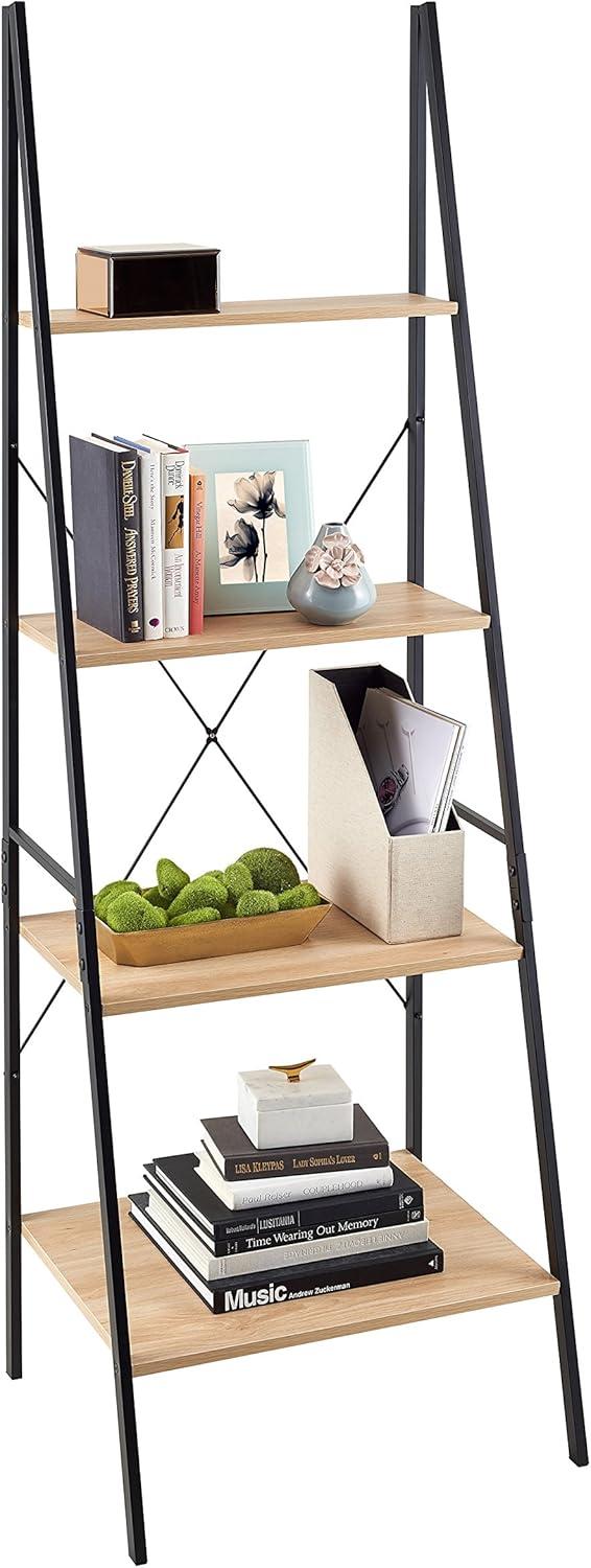 closetmaid 1312 4-tier wood ladder shelf bookcase, natural